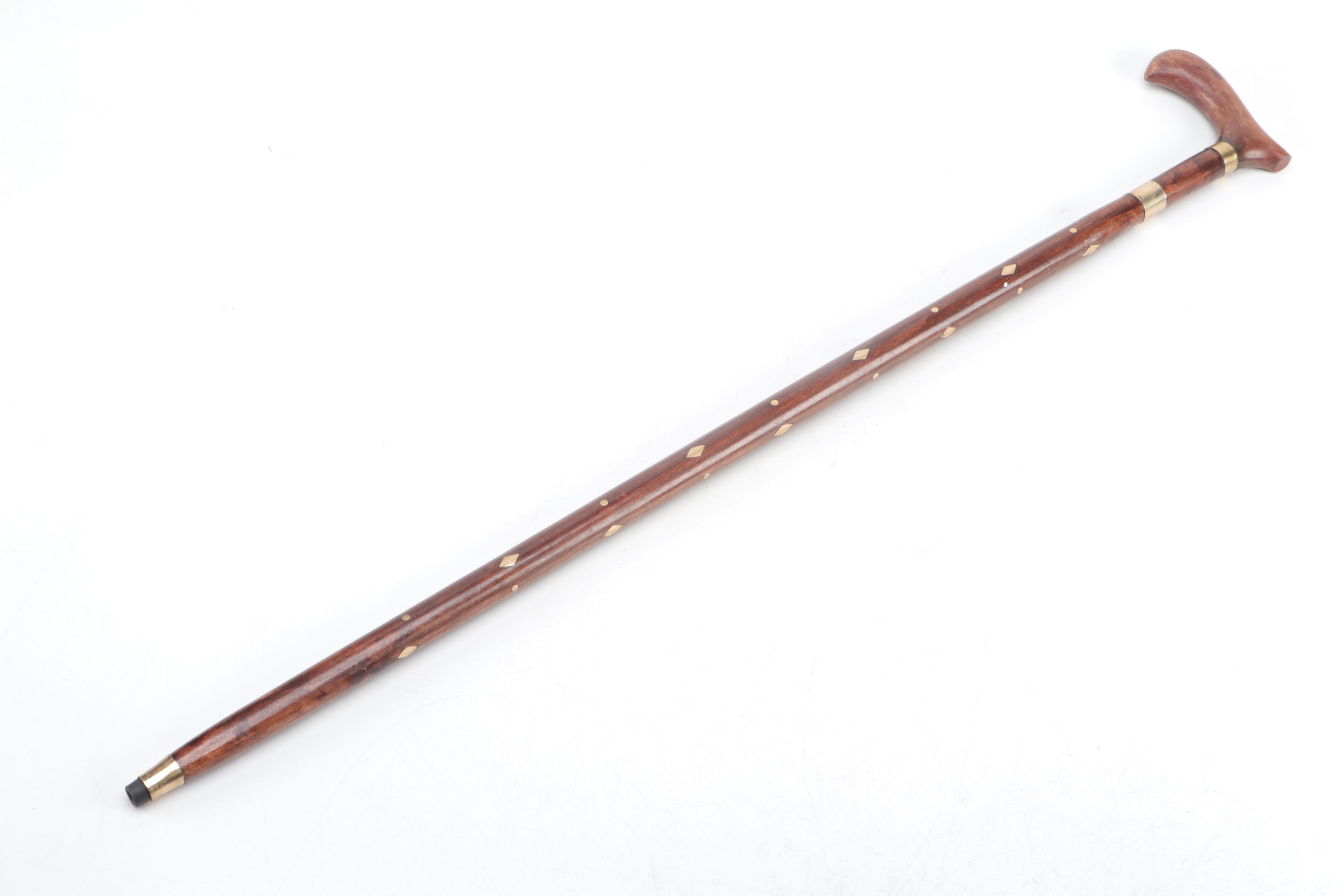 Brass Inlay Wooden Sword Cane