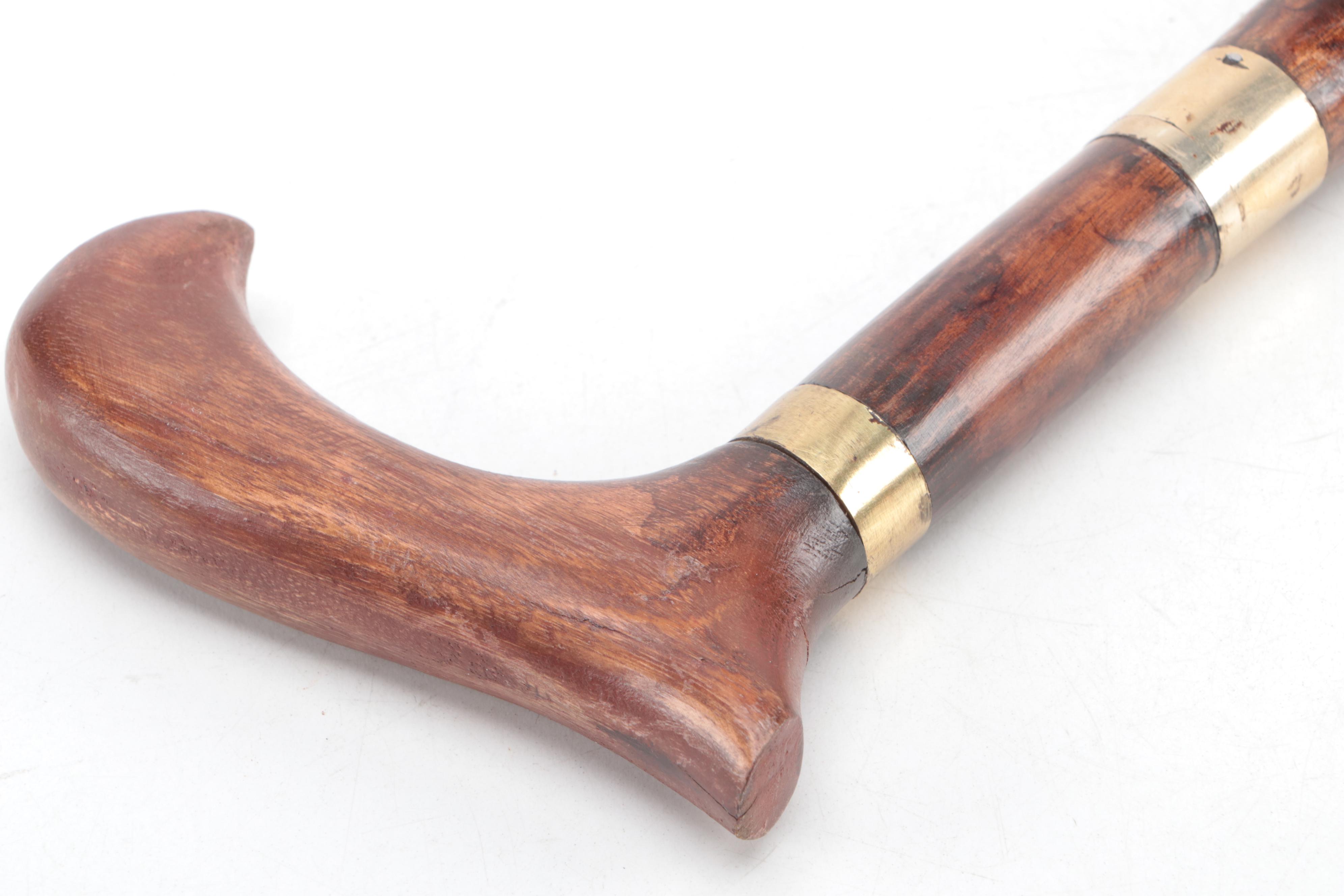 Brass Inlay Wooden Sword Cane