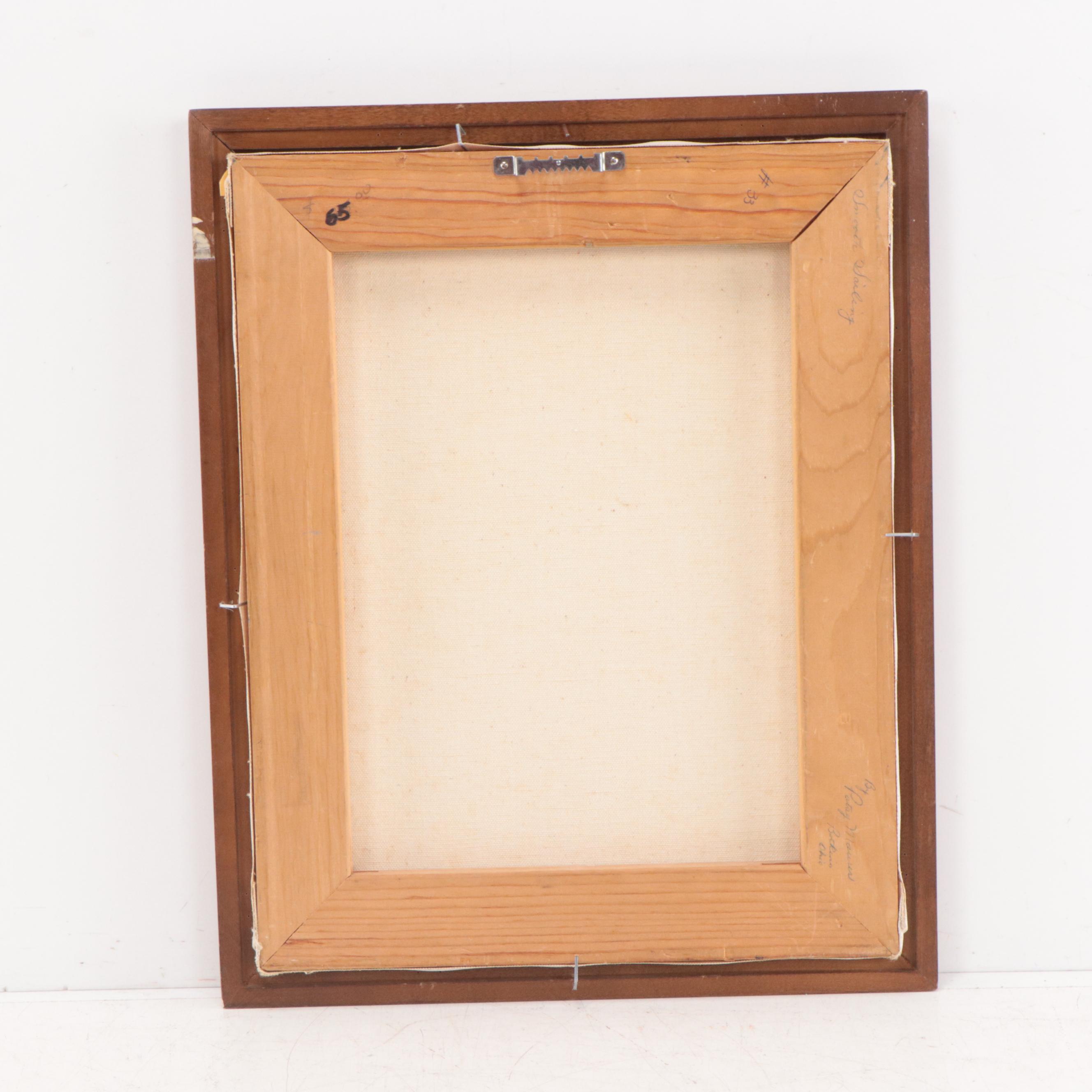 Nautical Oil Painting of Triple-Masted Ship, 1979