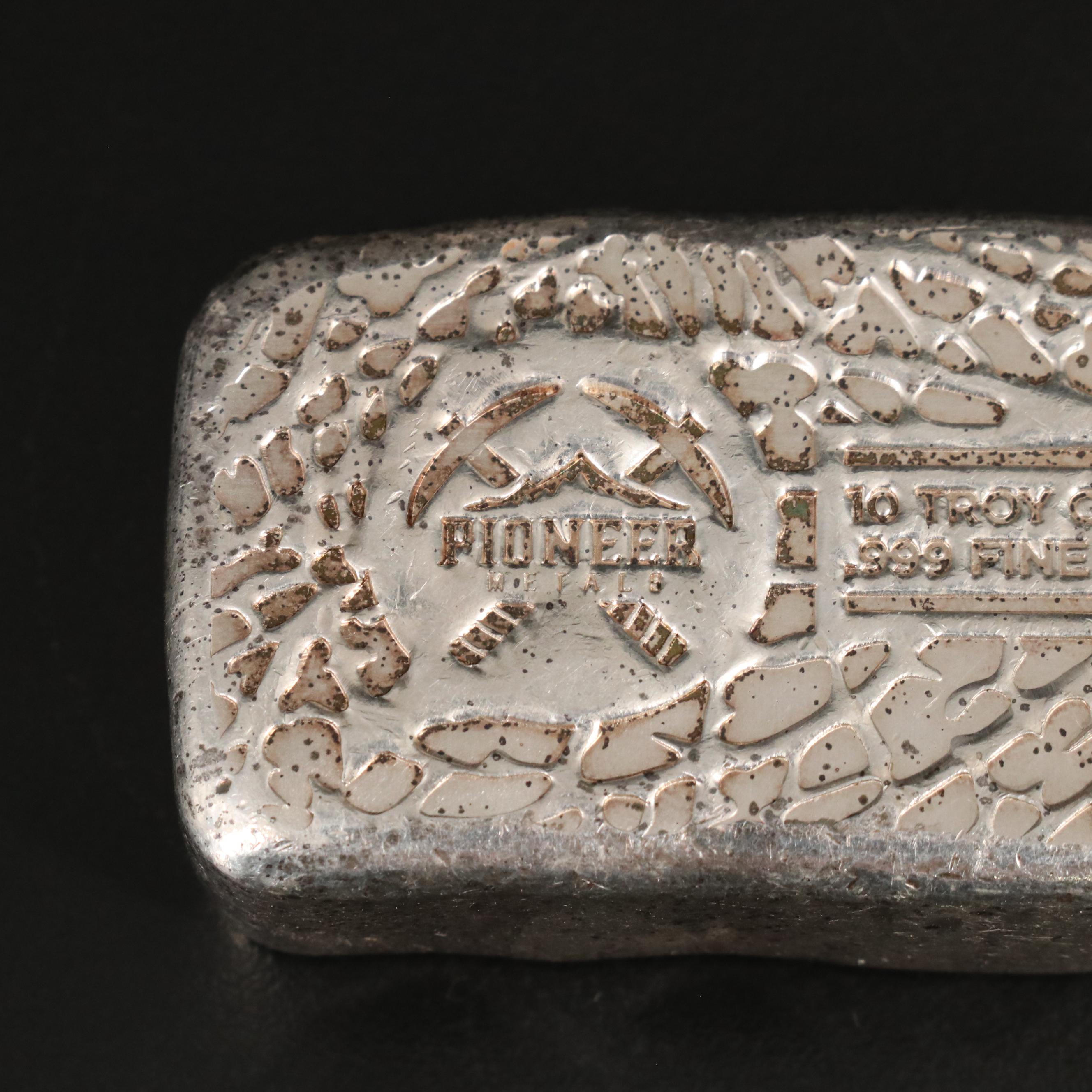 Ten Ounce .999 Silver Bar Minted at  "Pioneer Metals"