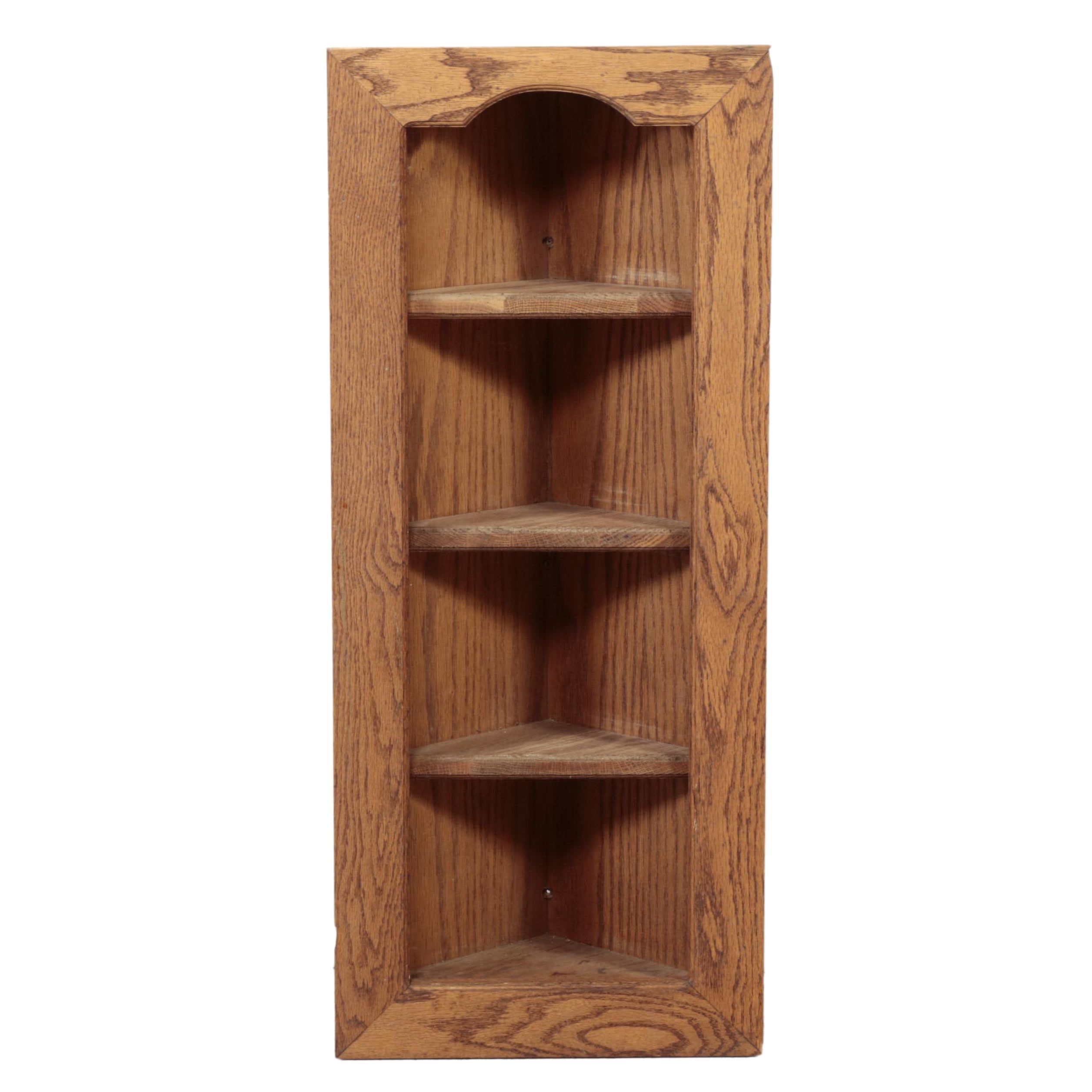 Small Oak Hanging Corner Shelf, Late 20th Century