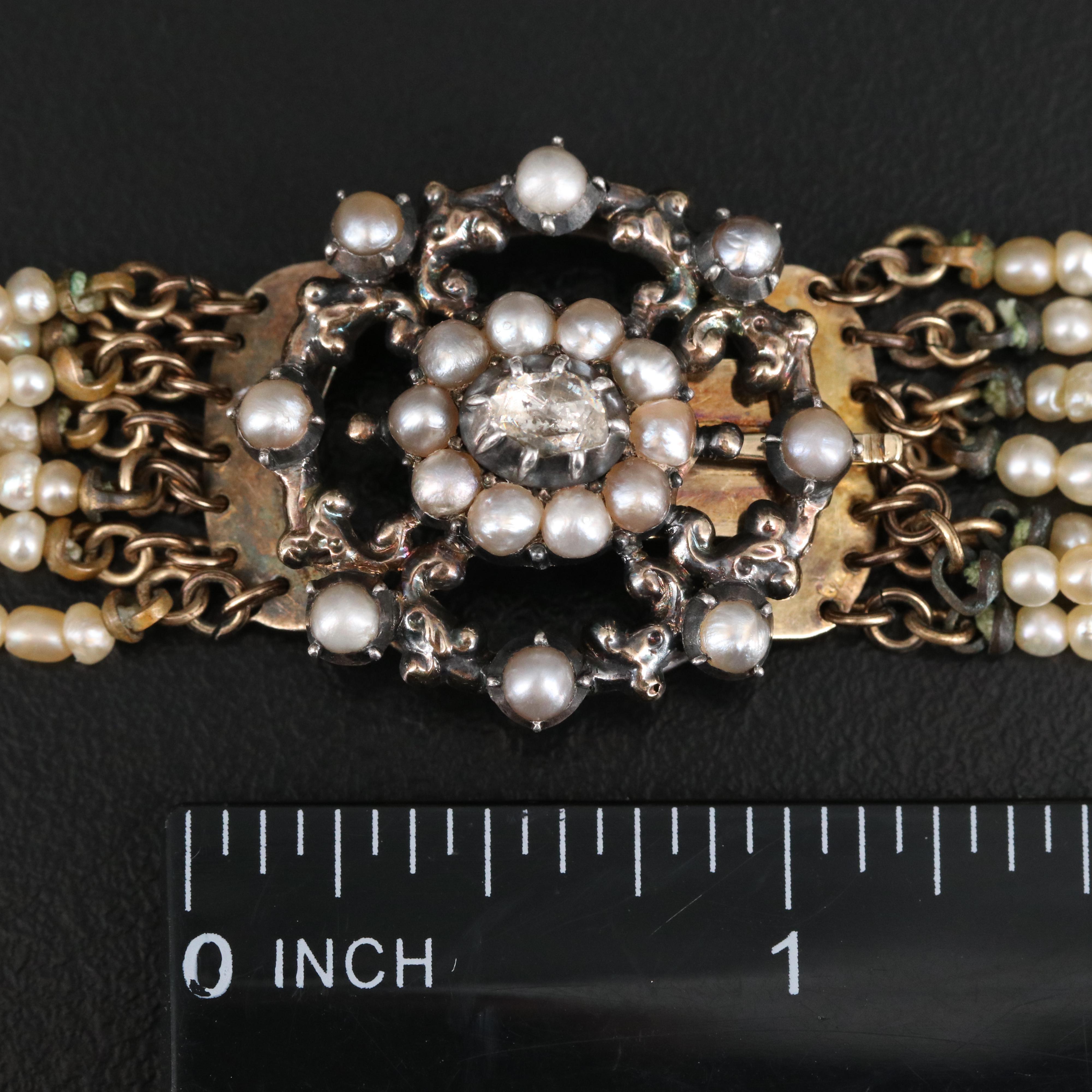 Edwardian Seed Pearl and Diamond Choker