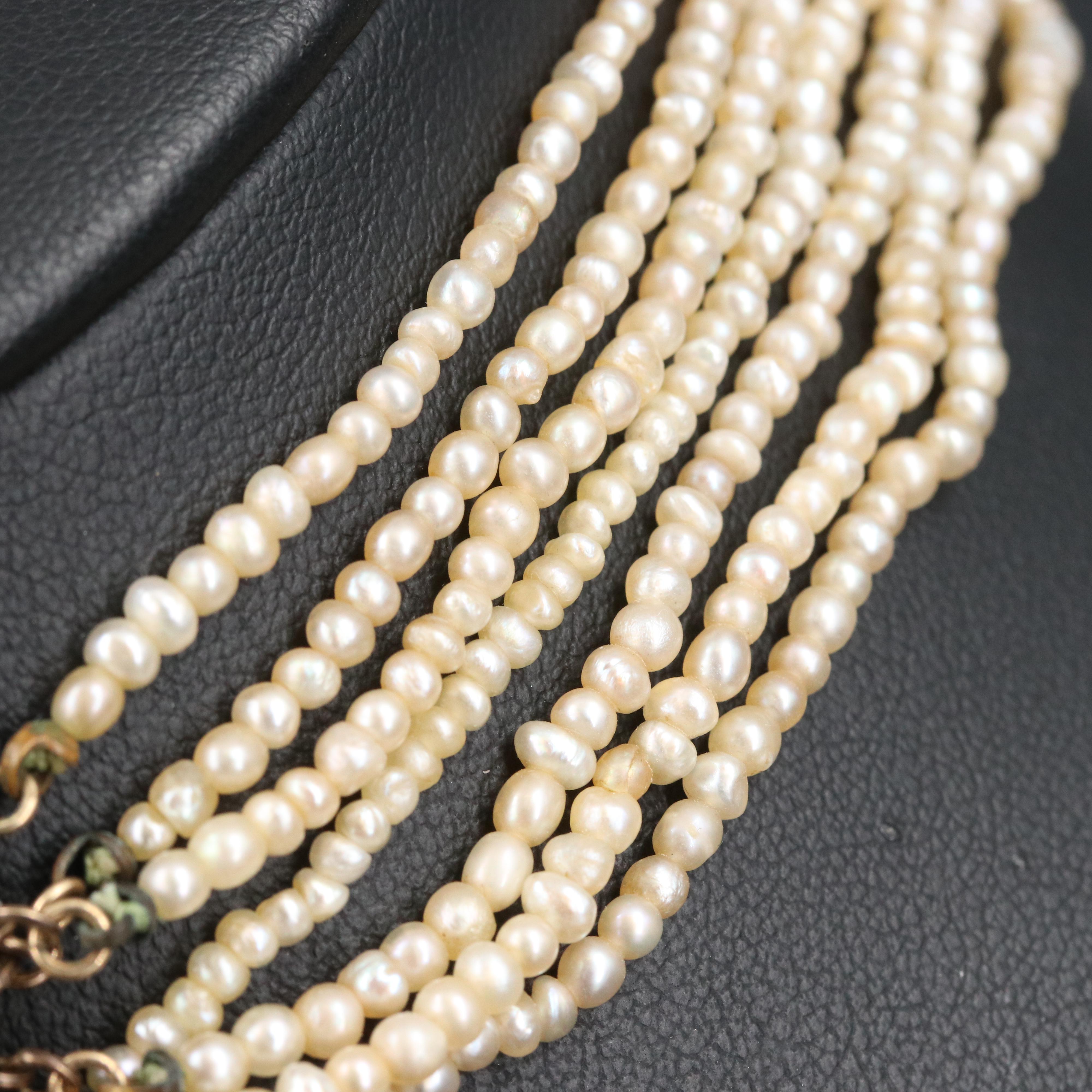 Edwardian Seed Pearl and Diamond Choker