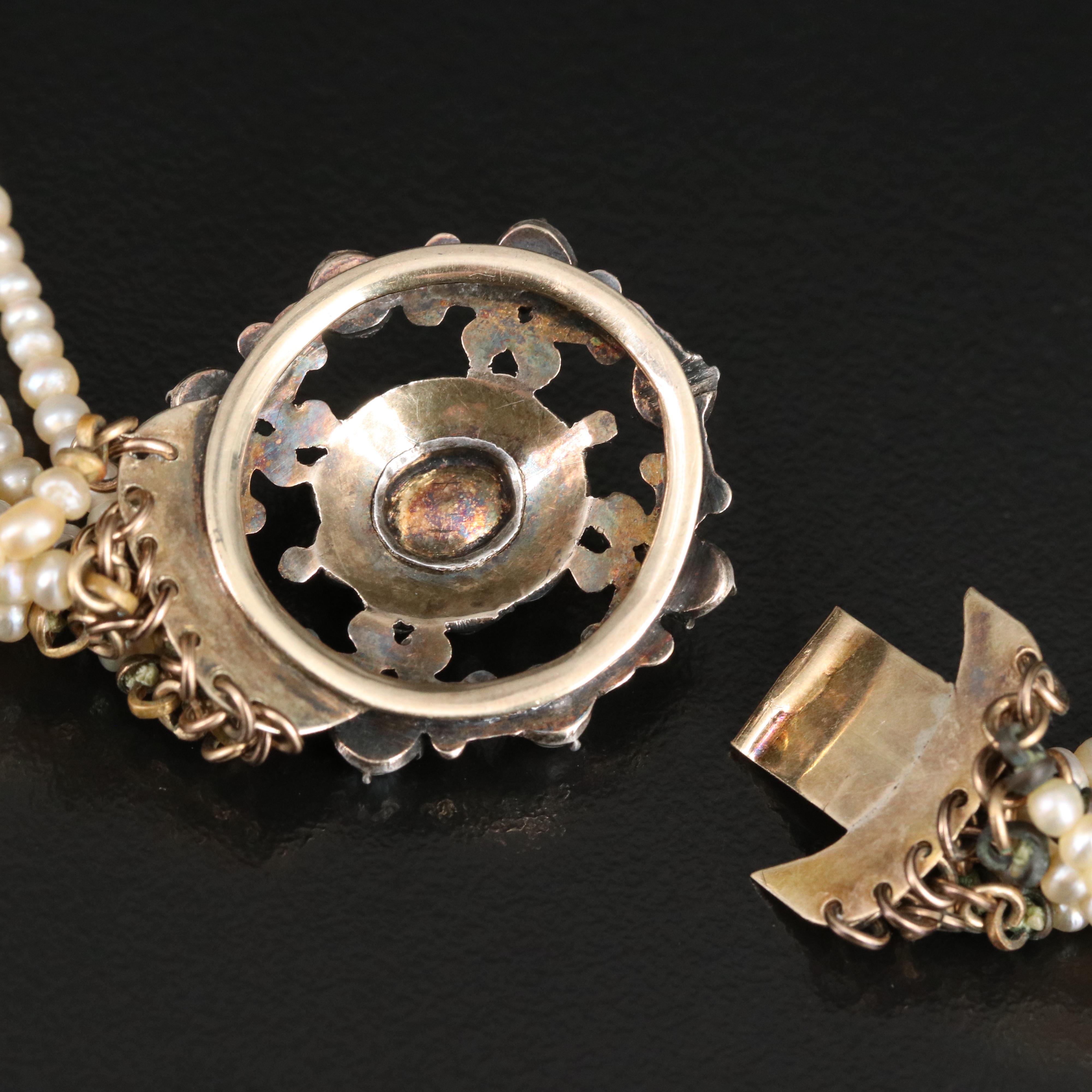 Edwardian Seed Pearl and Diamond Choker