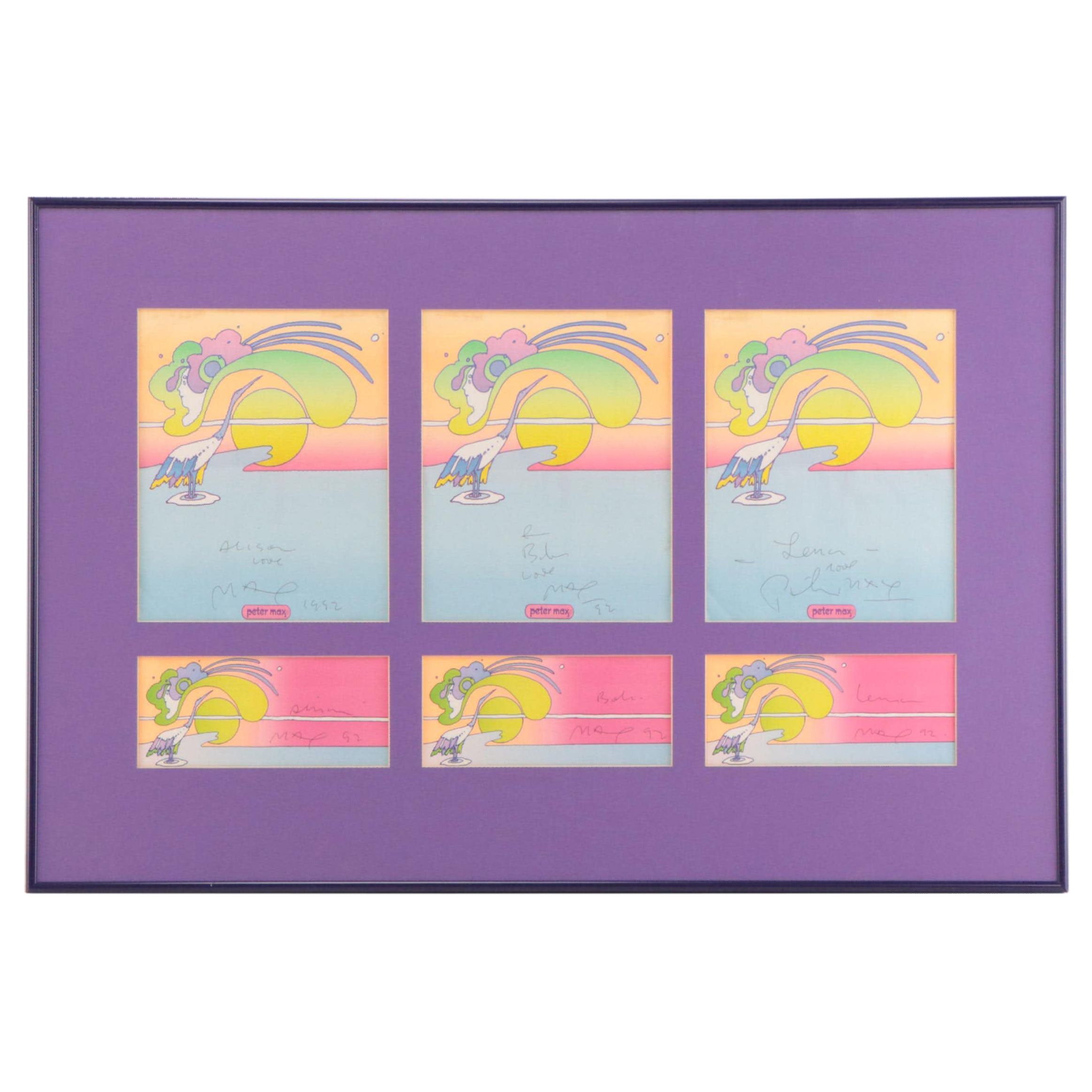 Peter Max Offset Lithographs with Personalized Dedications, 1992
