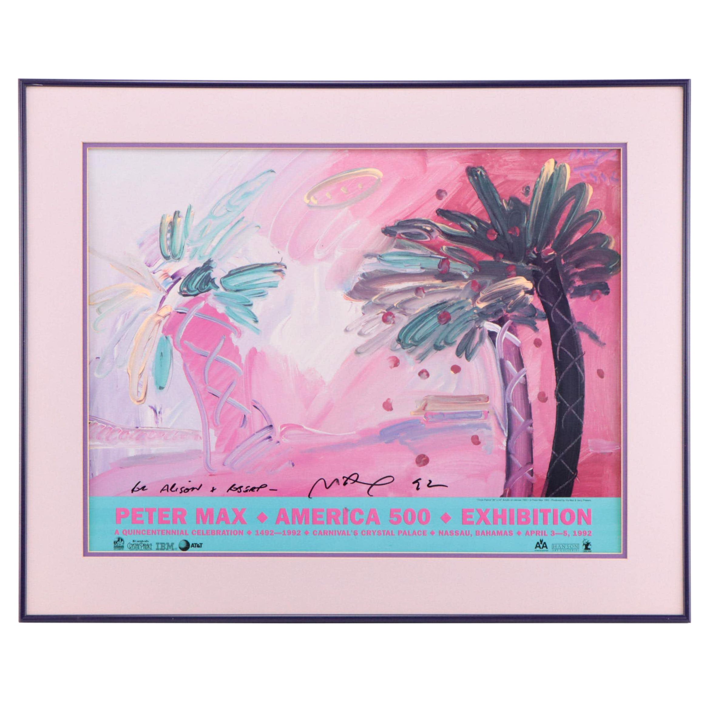 Signed Peter Max American 500 Offset Lithograph Exhibition Poster, 1992
