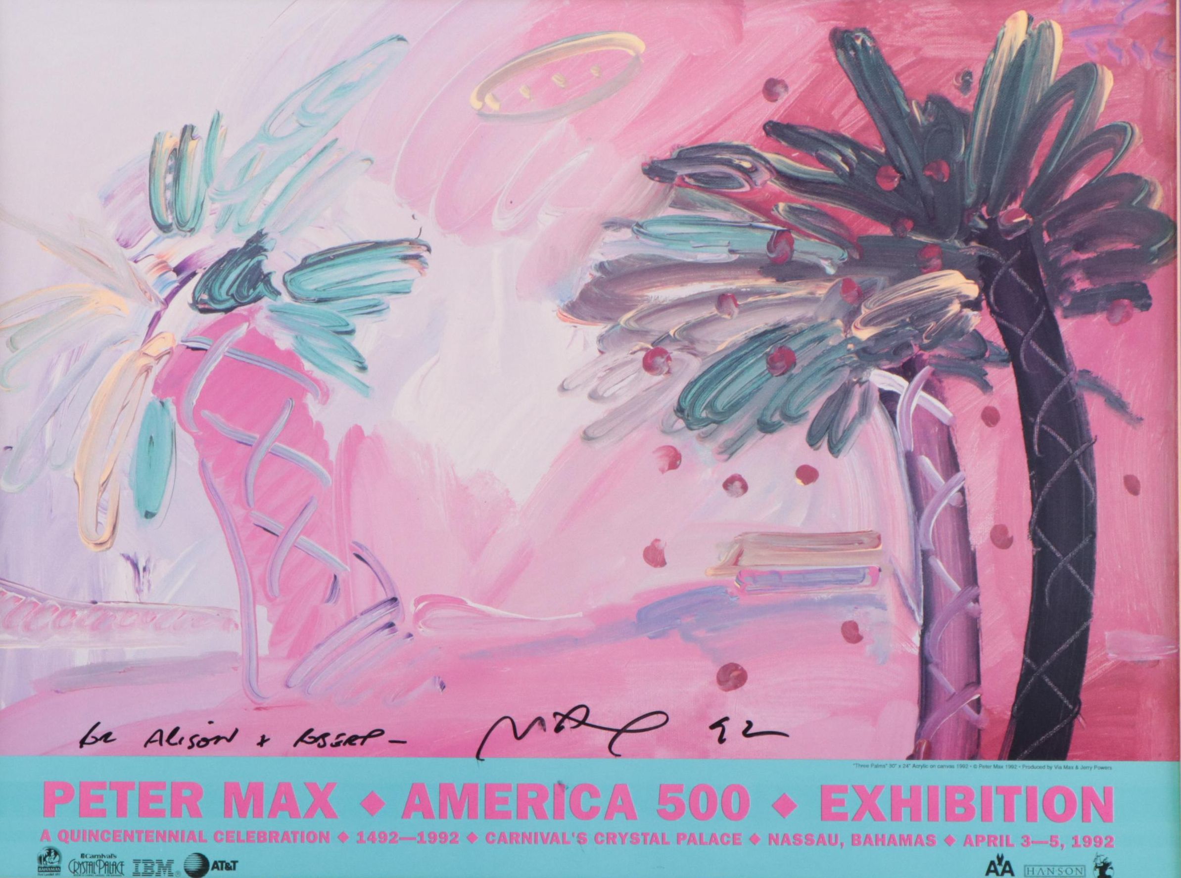 Signed Peter Max American 500 Offset Lithograph Exhibition Poster, 1992