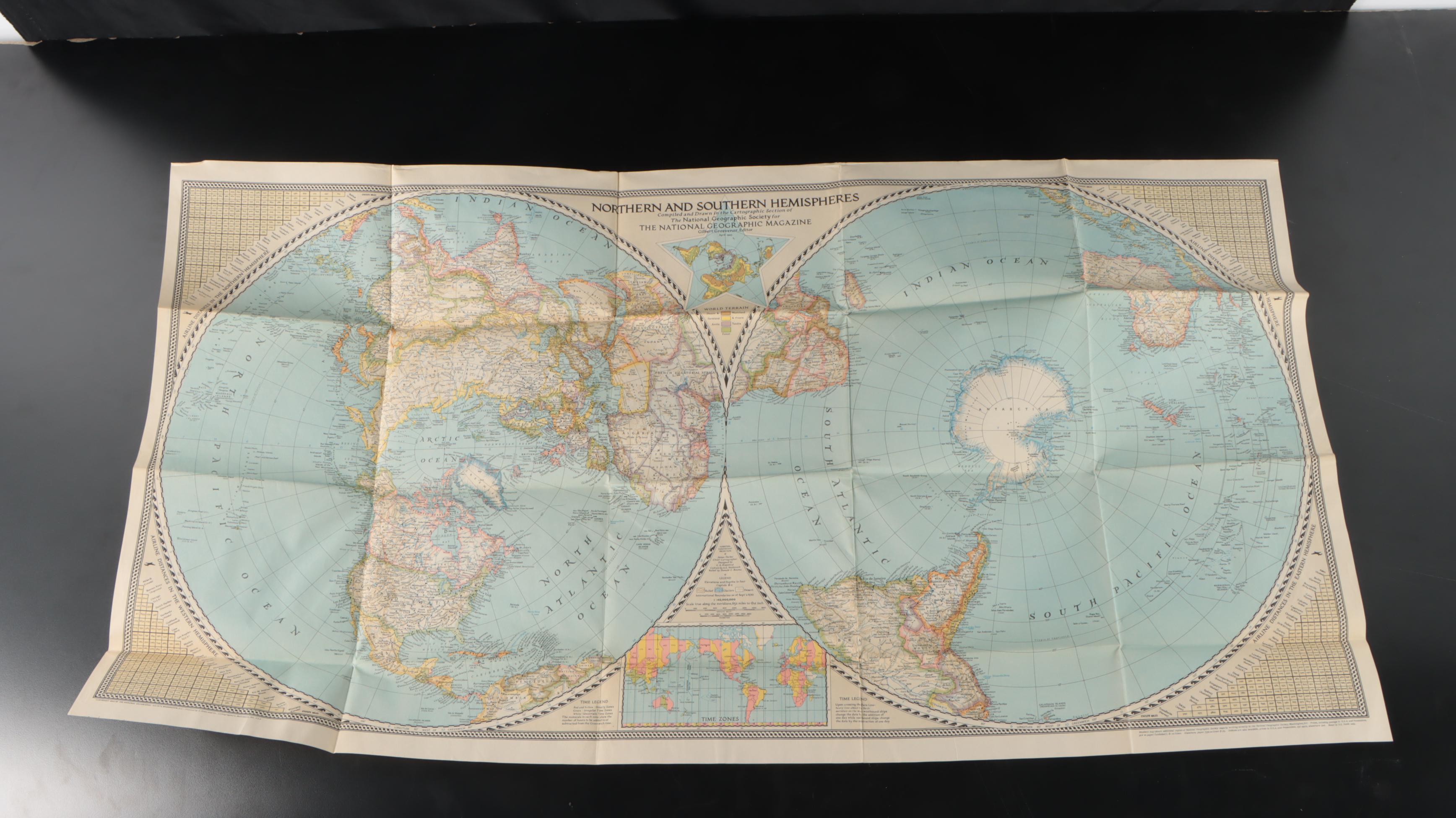 National Geographic Magazine Paper Map of Europe with More Maps