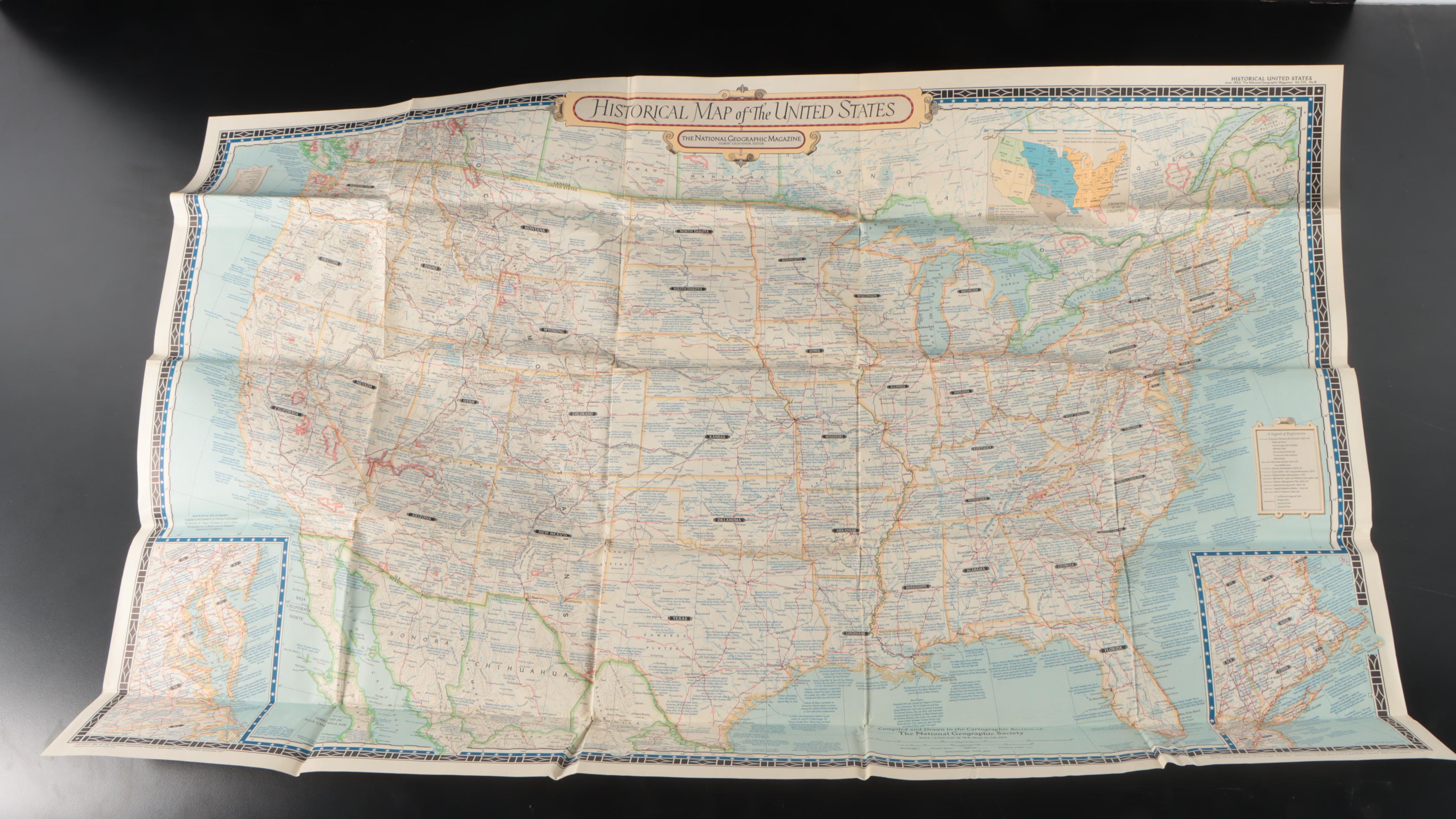National Geographic Magazine Paper Map of Europe with More Maps
