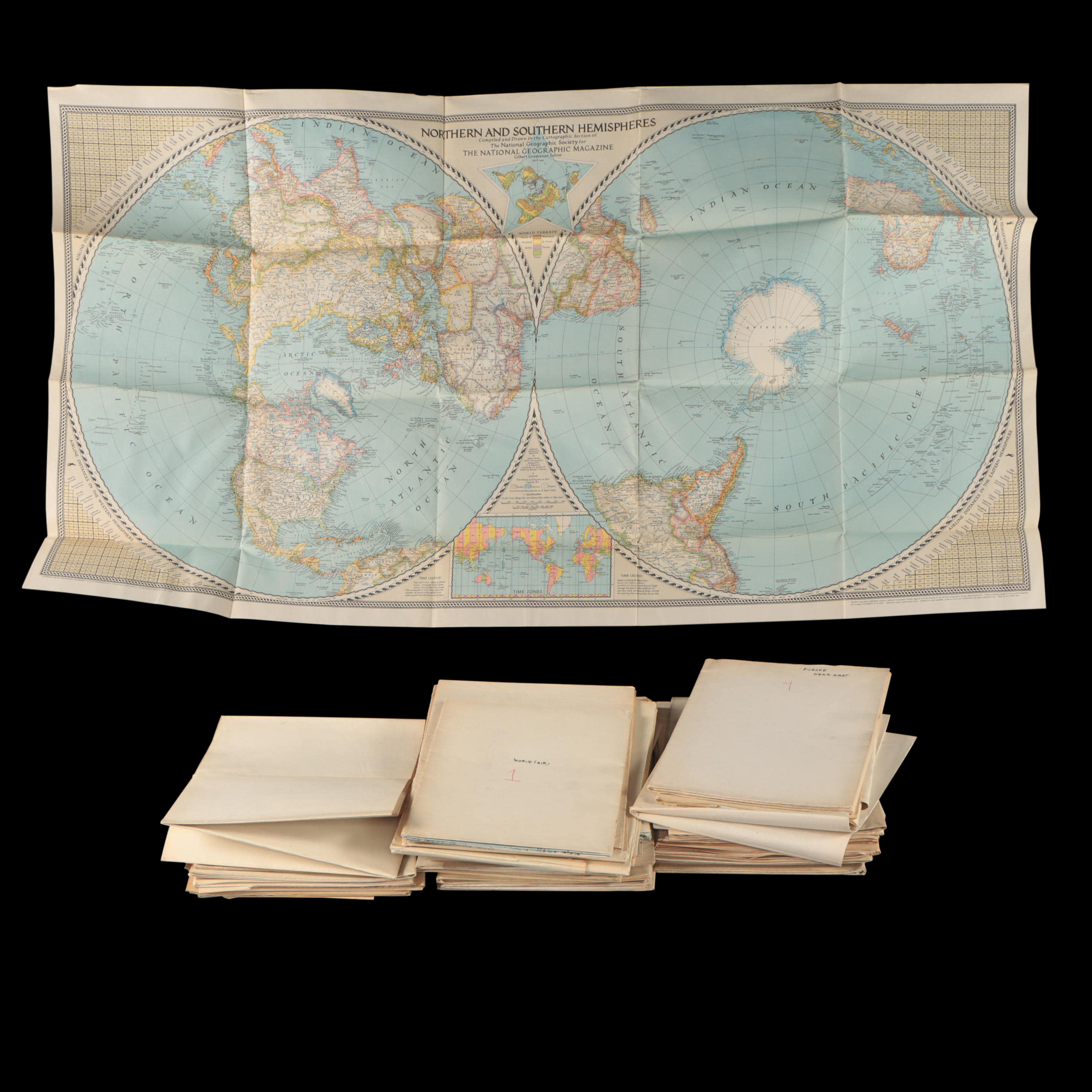 National Geographic Magazine Paper Map of Europe with More Maps