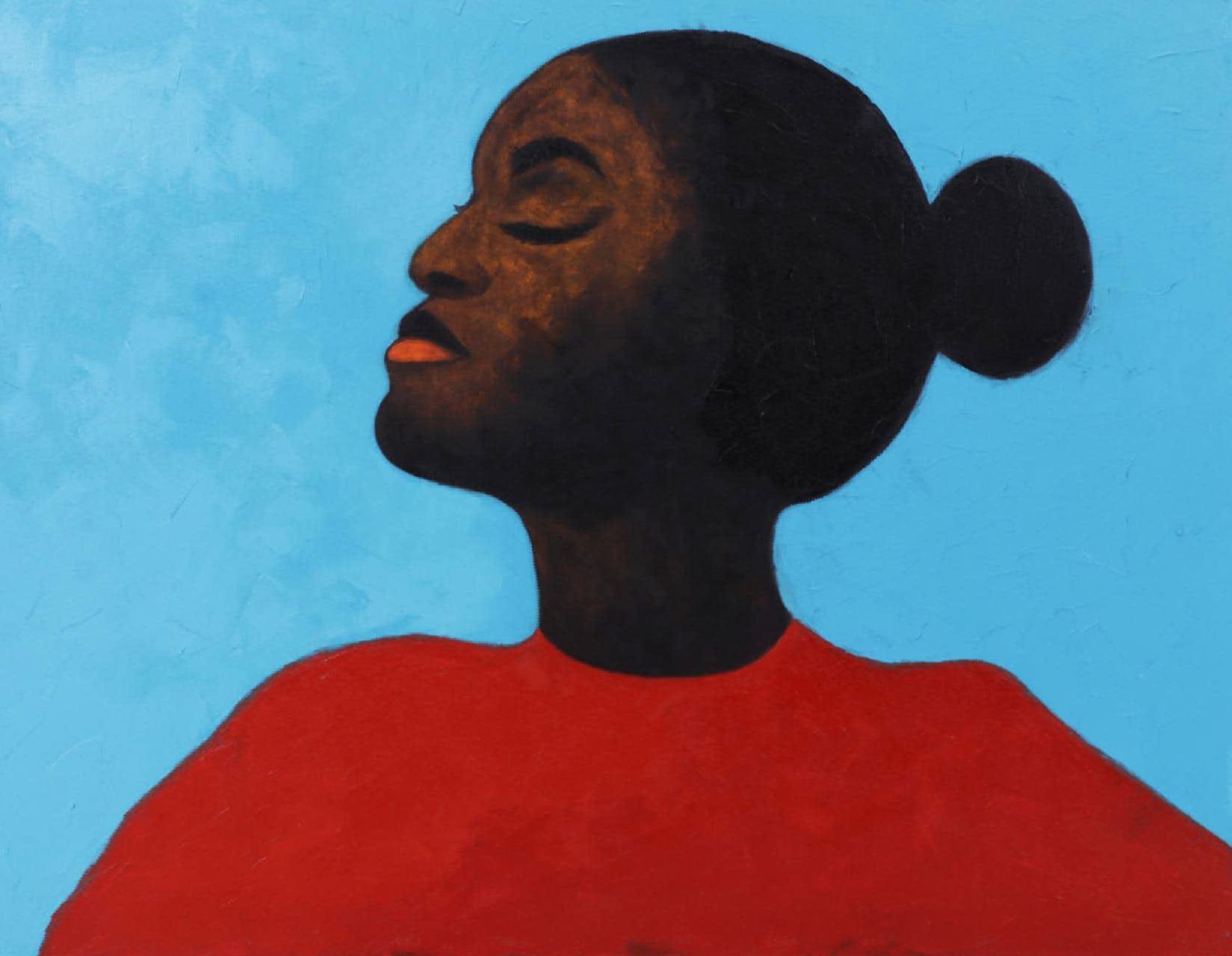 Oluwakemi Omowaire Portrait Oil Painting "Stay With Me," 21st Century