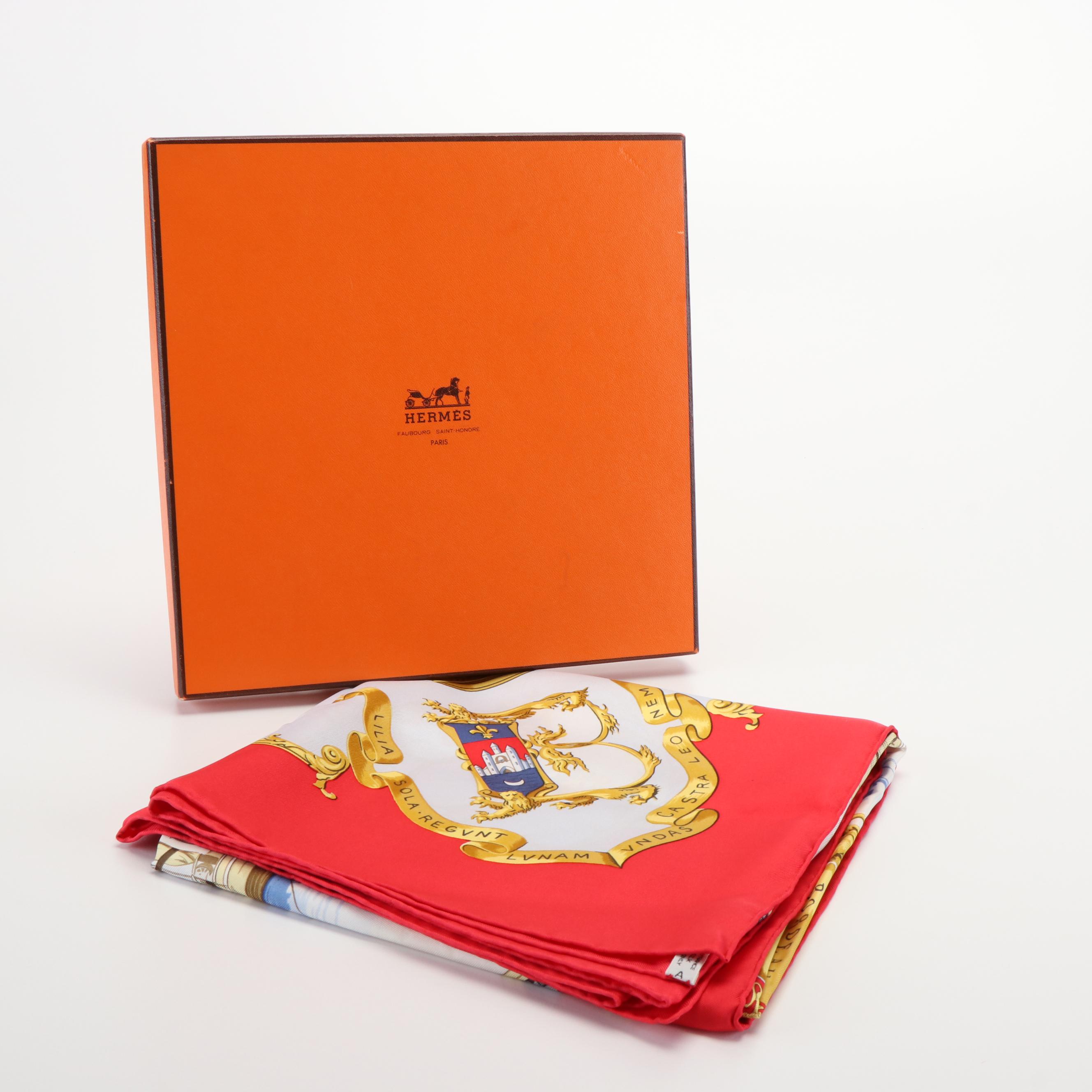 Hermès "Bordeaux Porte Océane" Silk Scarf with Box