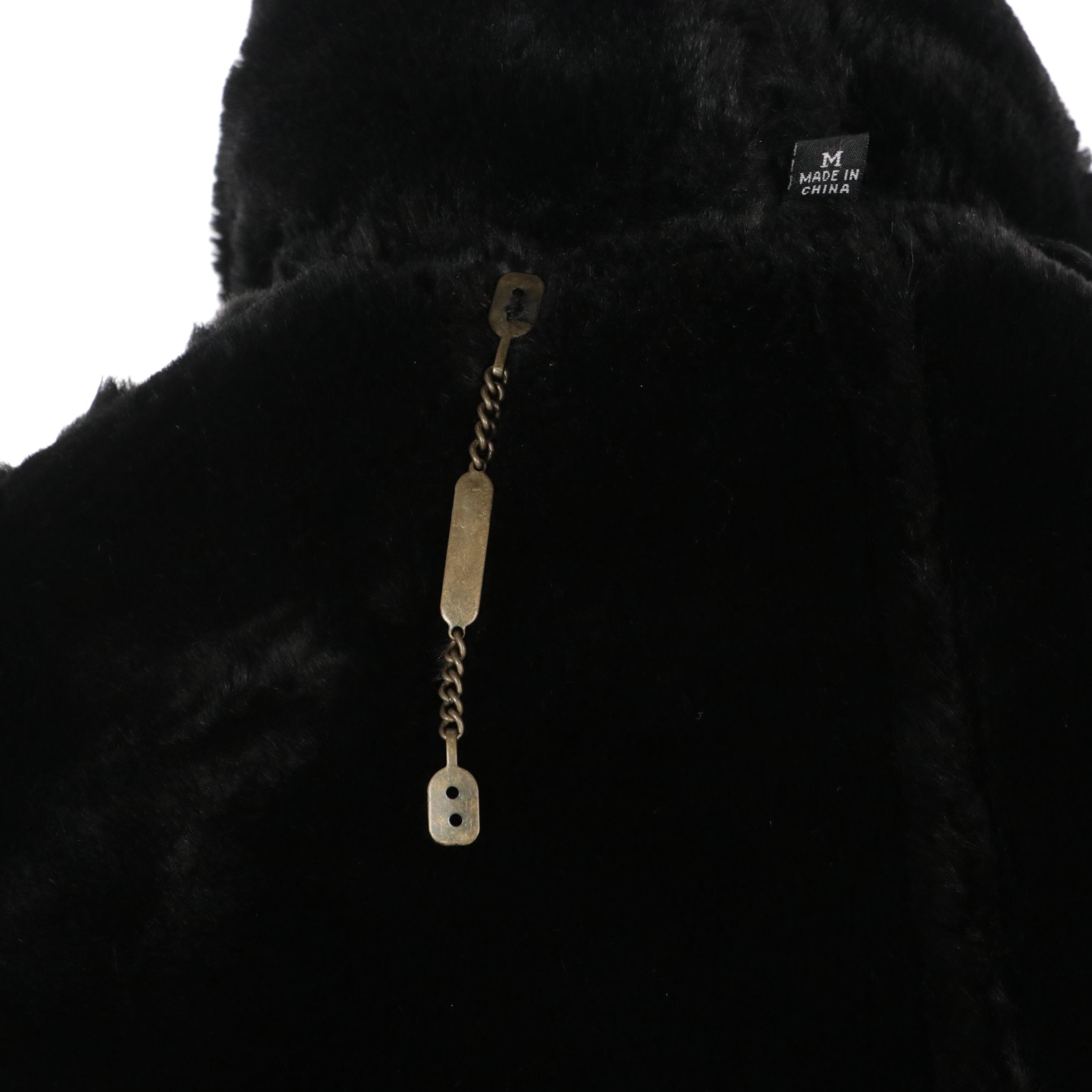 Gallery Black Suede Coat with Faux Fur Lining