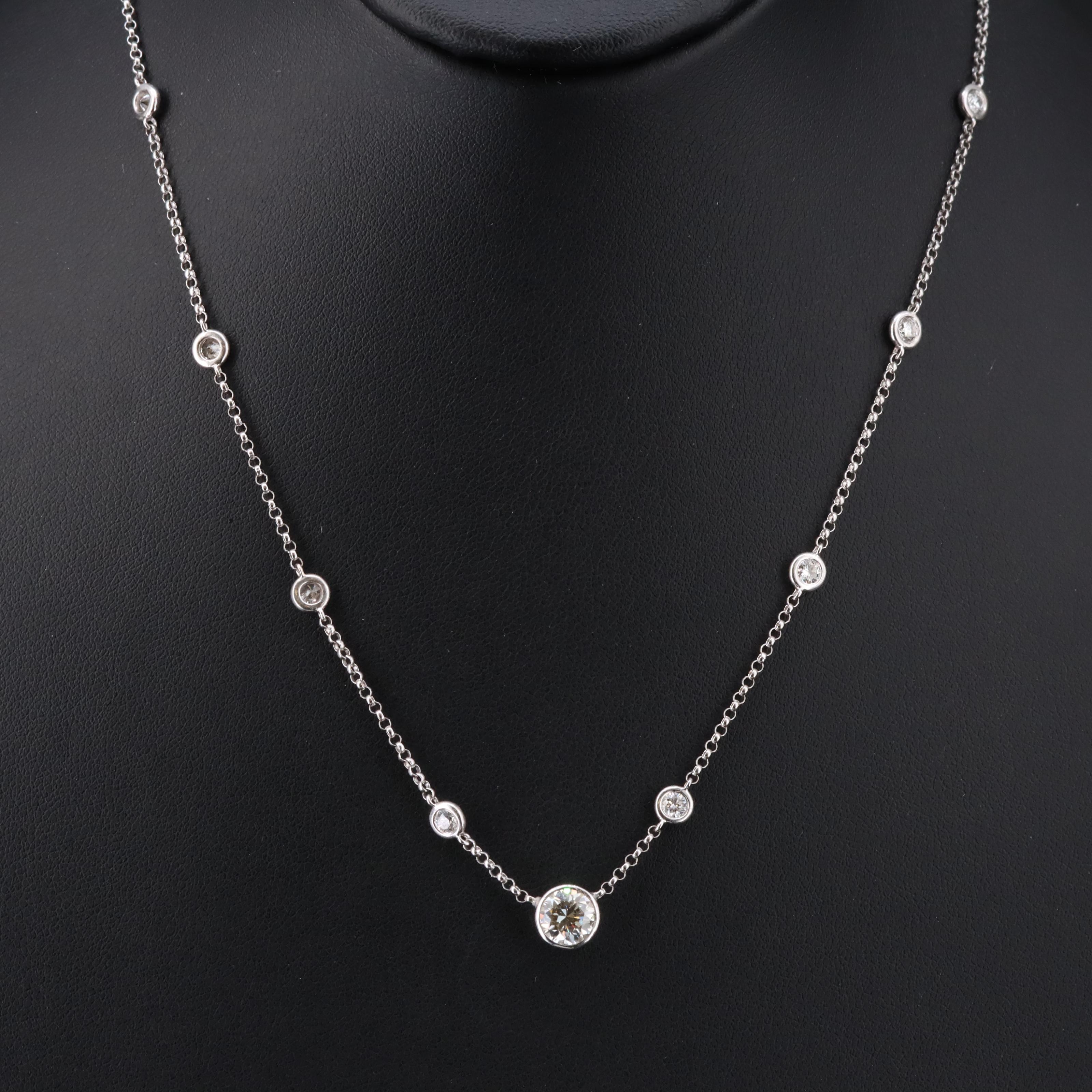 18K 2.12 CTW Diamond Bezel Station Necklace