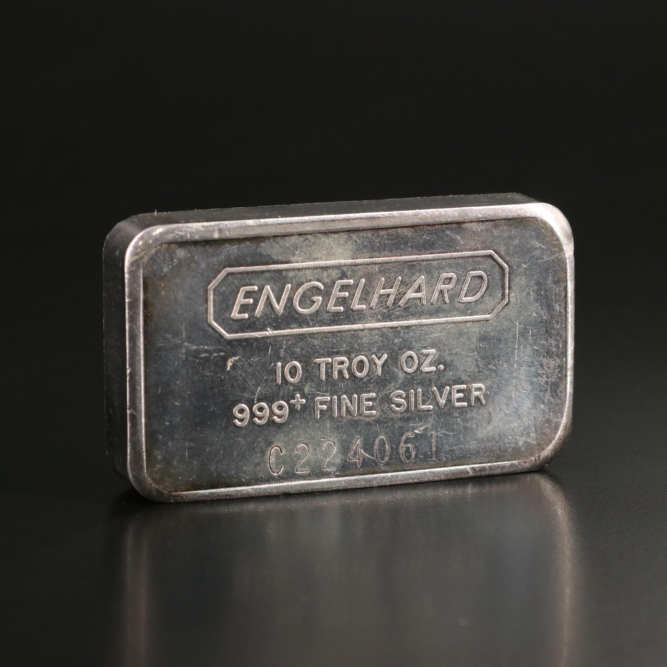 10 Engelhard Troy Oz. Fine Silver Bar
