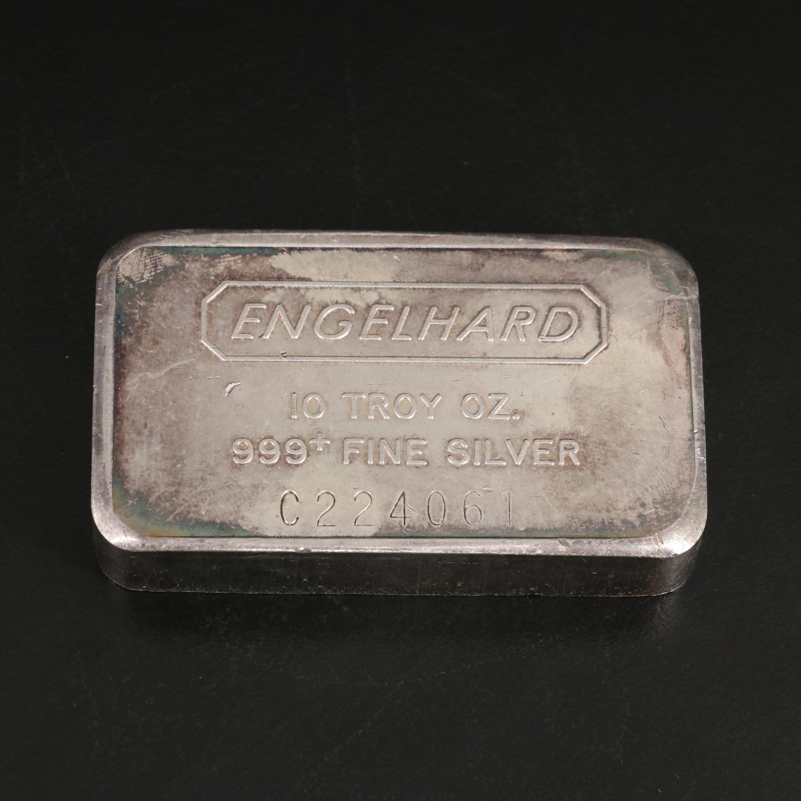 10 Engelhard Troy Oz. Fine Silver Bar