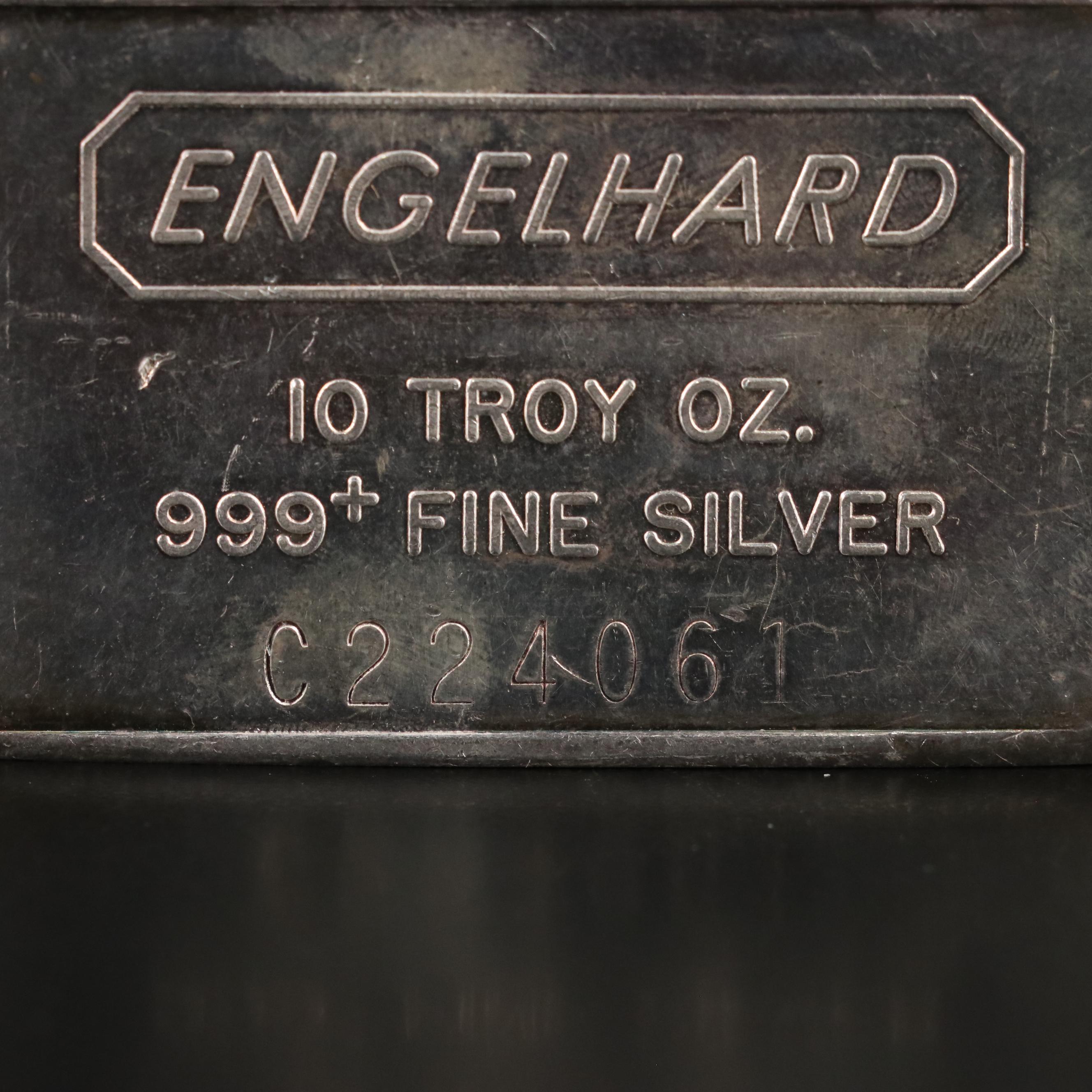 10 Engelhard Troy Oz. Fine Silver Bar