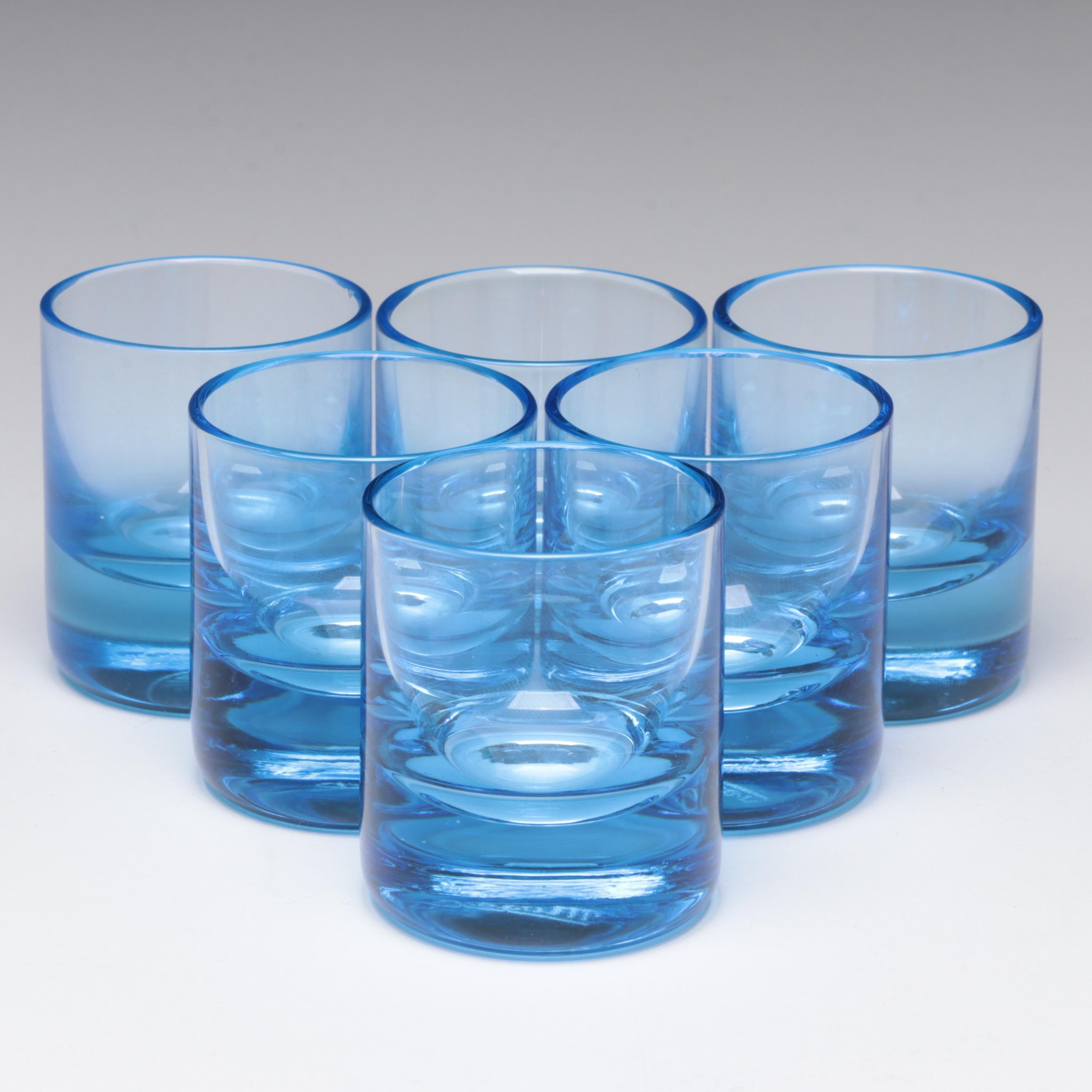 Moser "Whisky" Aquamarine Crystal Shot Glasses