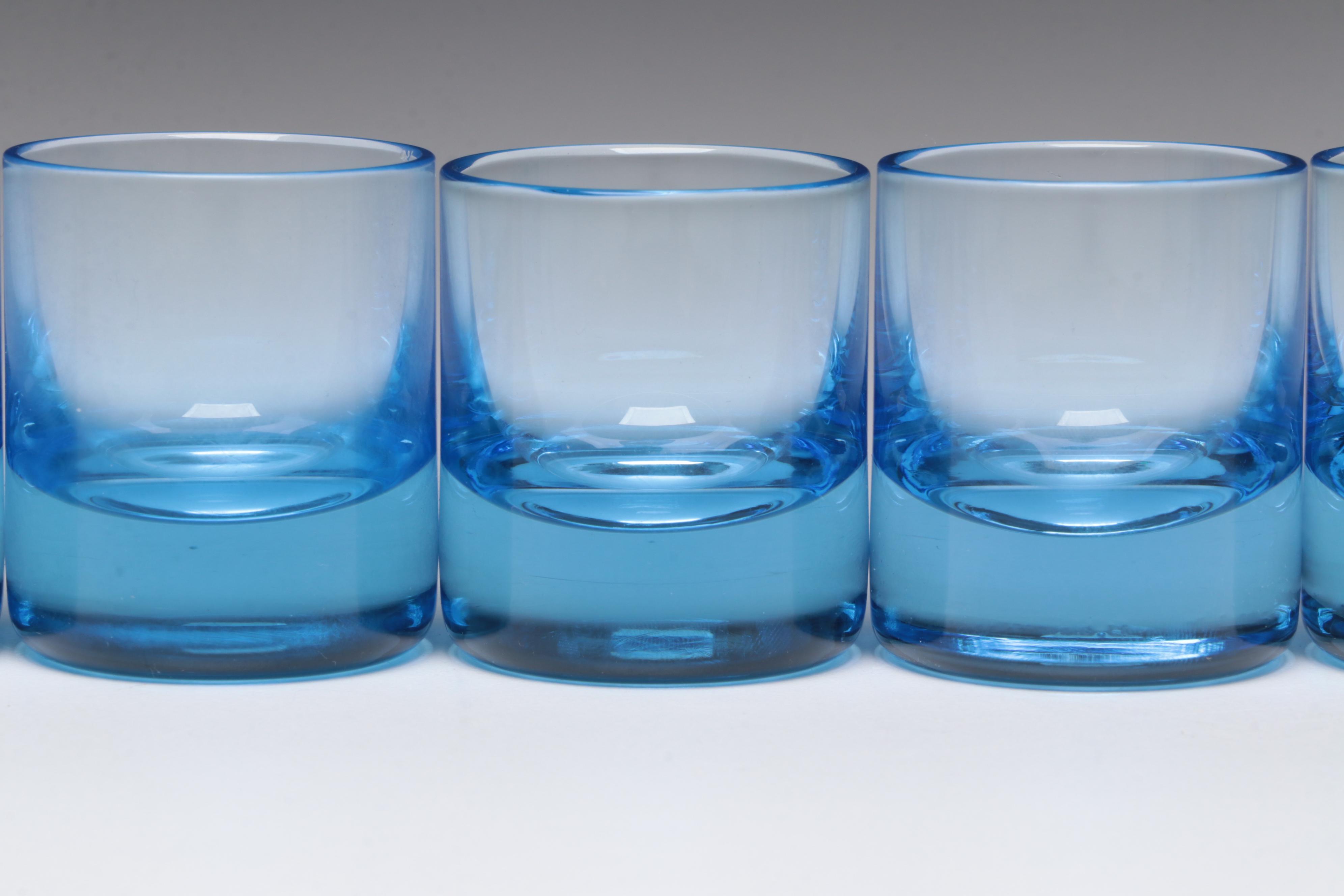 Moser "Whisky" Aquamarine Crystal Shot Glasses EBTH