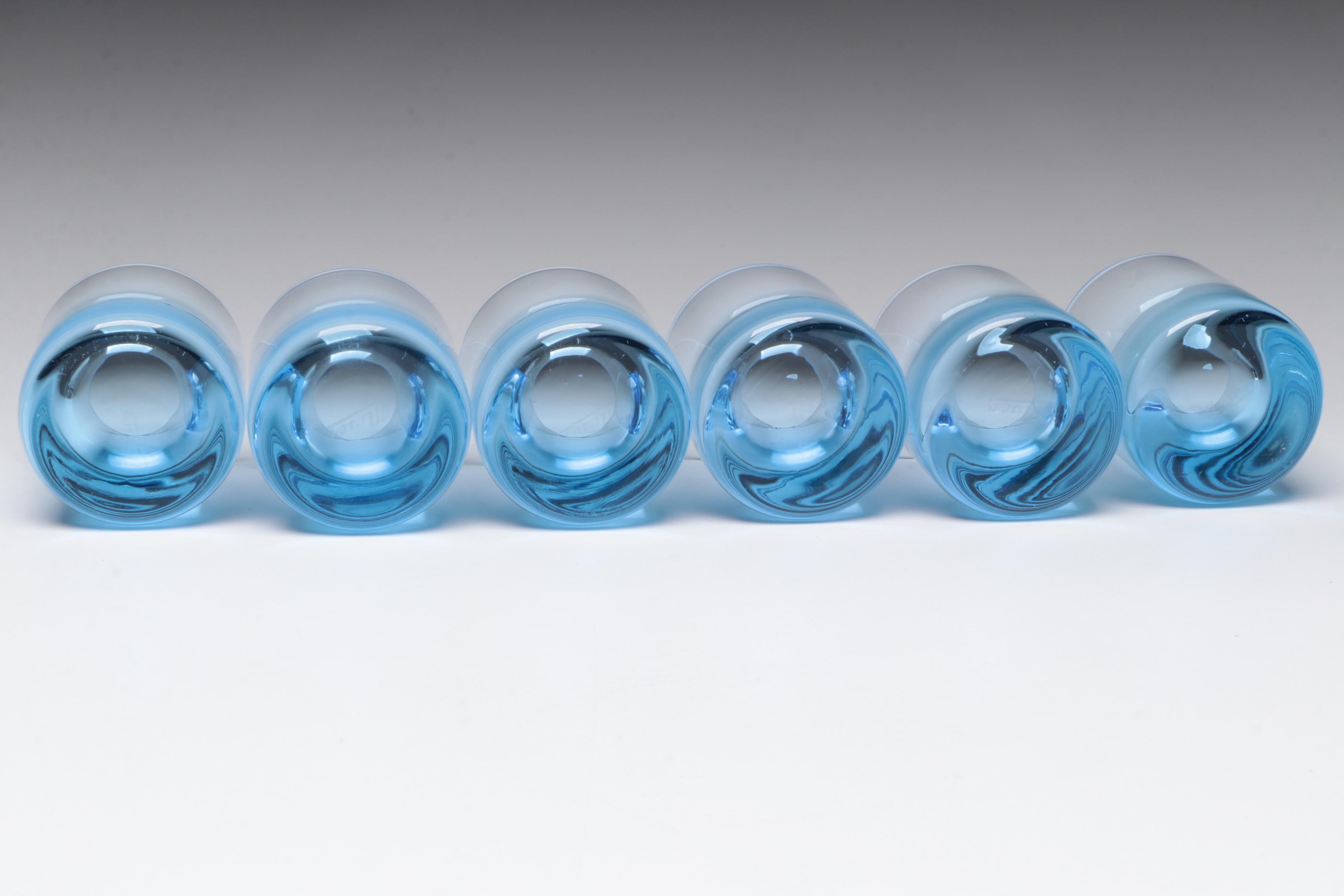 Moser "Whisky" Aquamarine Crystal Shot Glasses