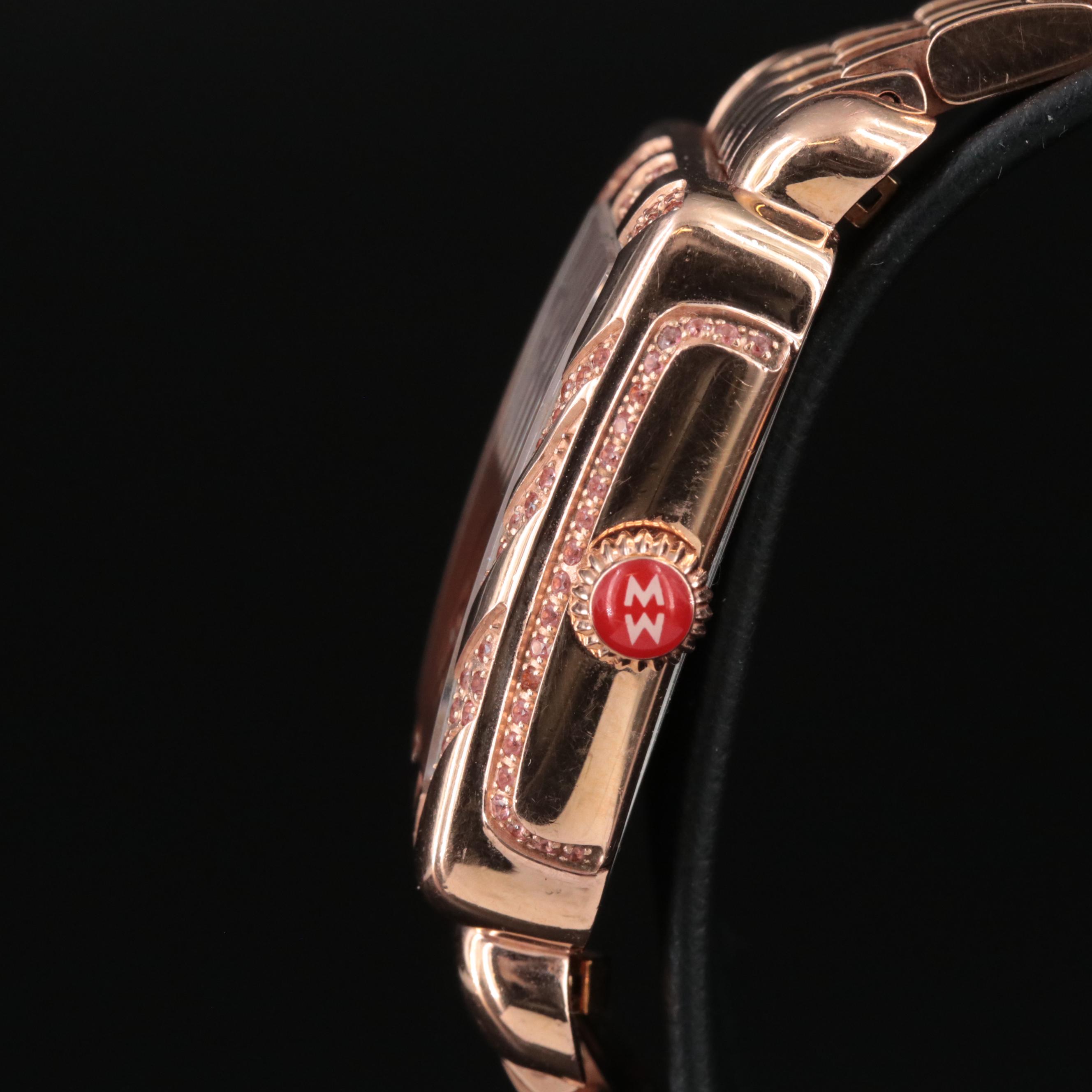 Michele Deco Limited Edition Pink Topaz, Rose Gold-Tone Watch