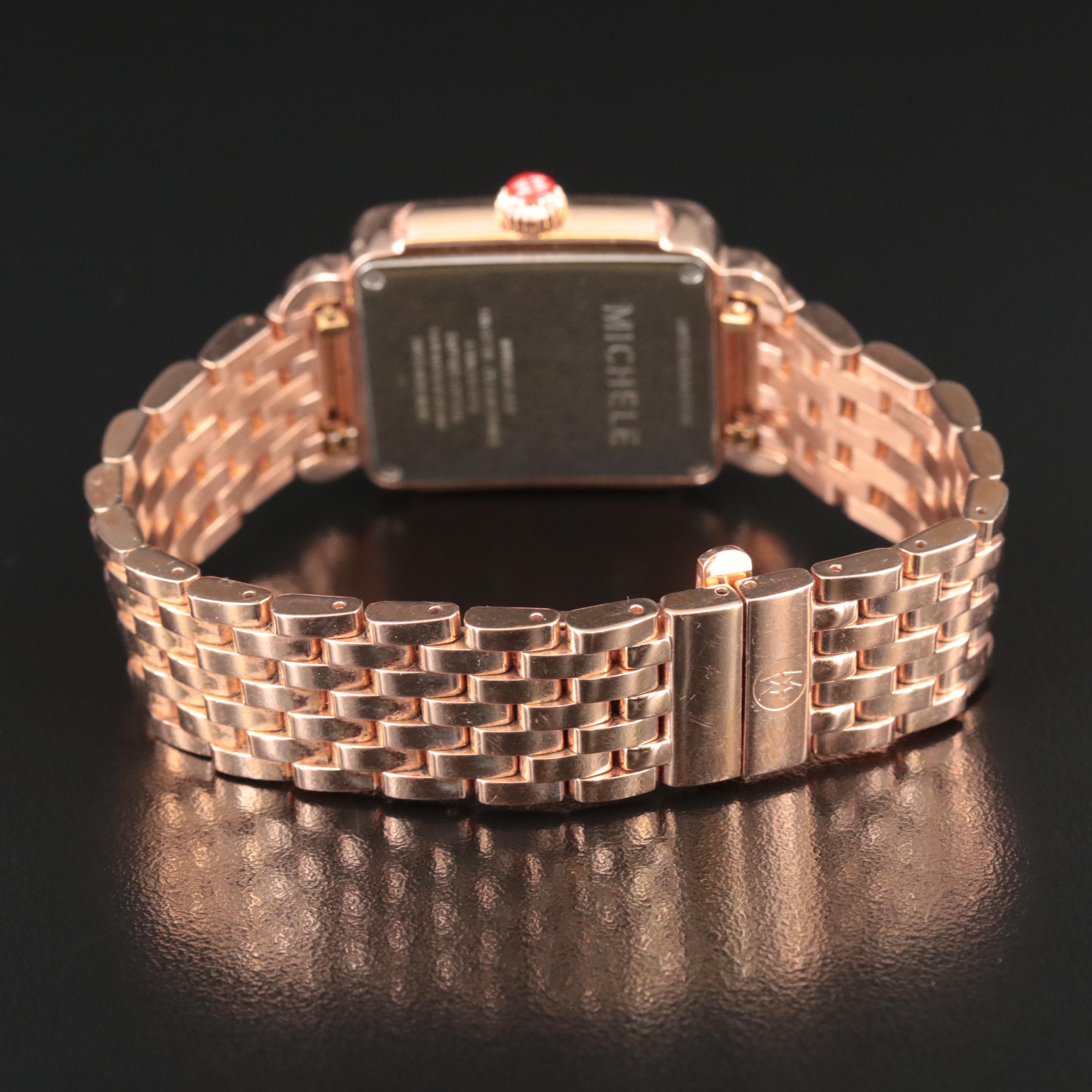 Michele Deco Limited Edition Pink Topaz, Rose Gold-Tone Watch