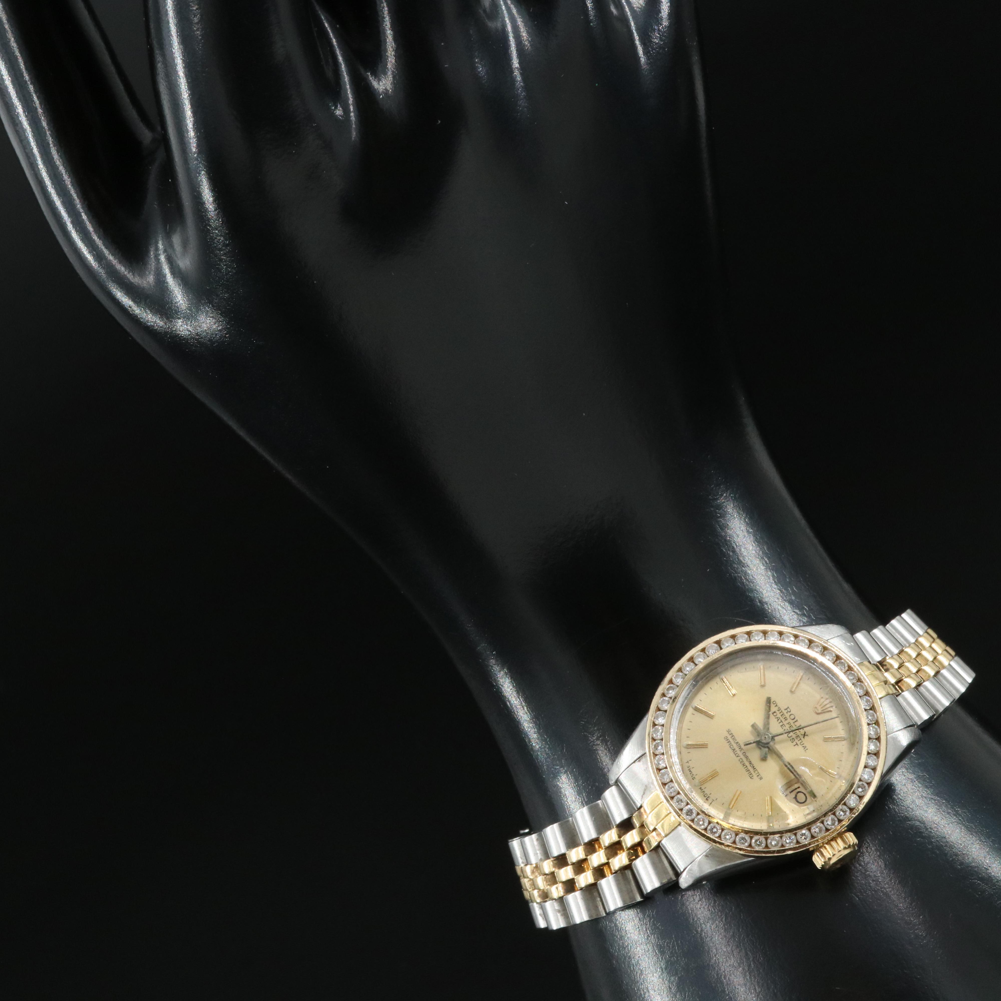 1982 Rolex Custom Diamond Bezel Oyster Perpetual Datejust Watch