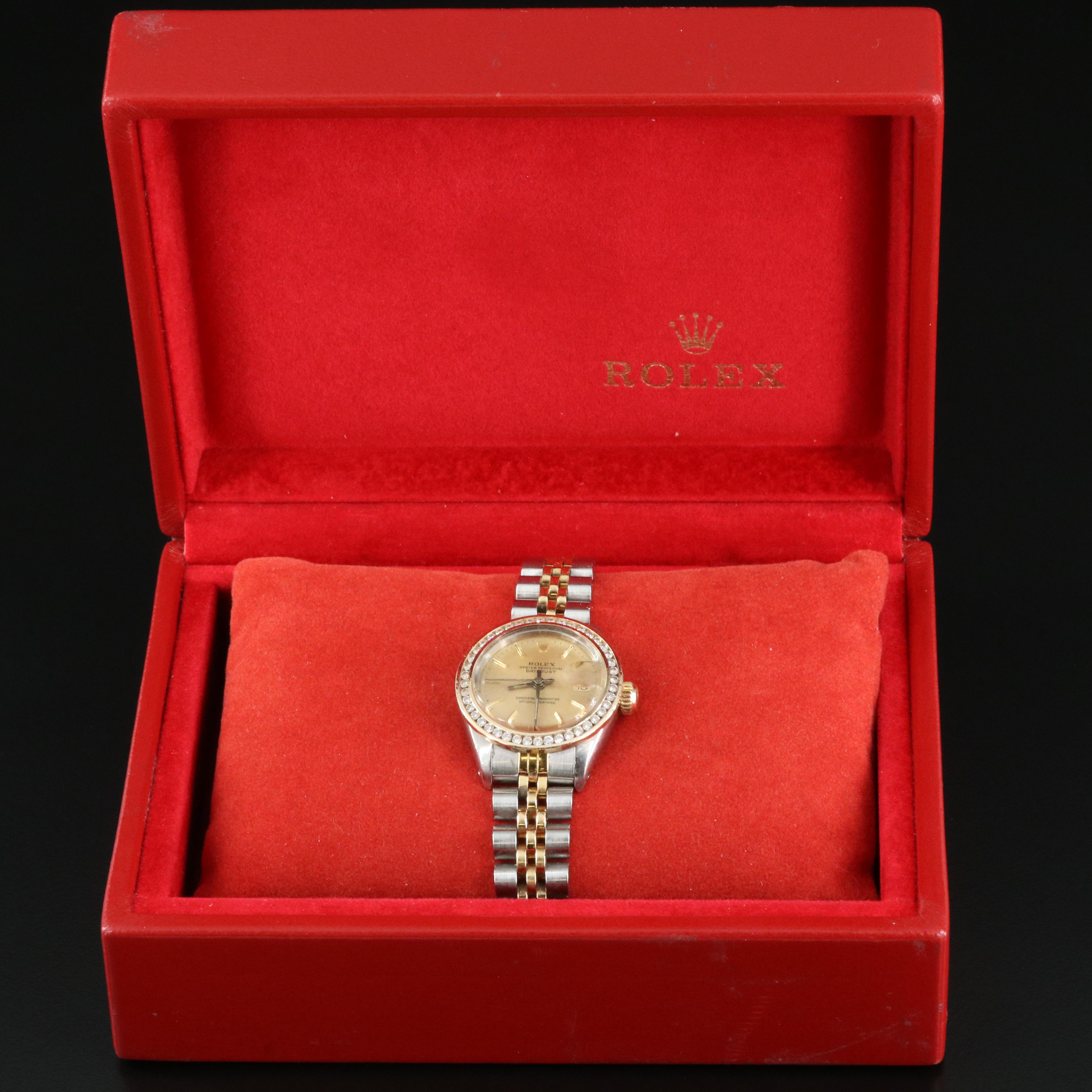 1982 Rolex Custom Diamond Bezel Oyster Perpetual Datejust Watch