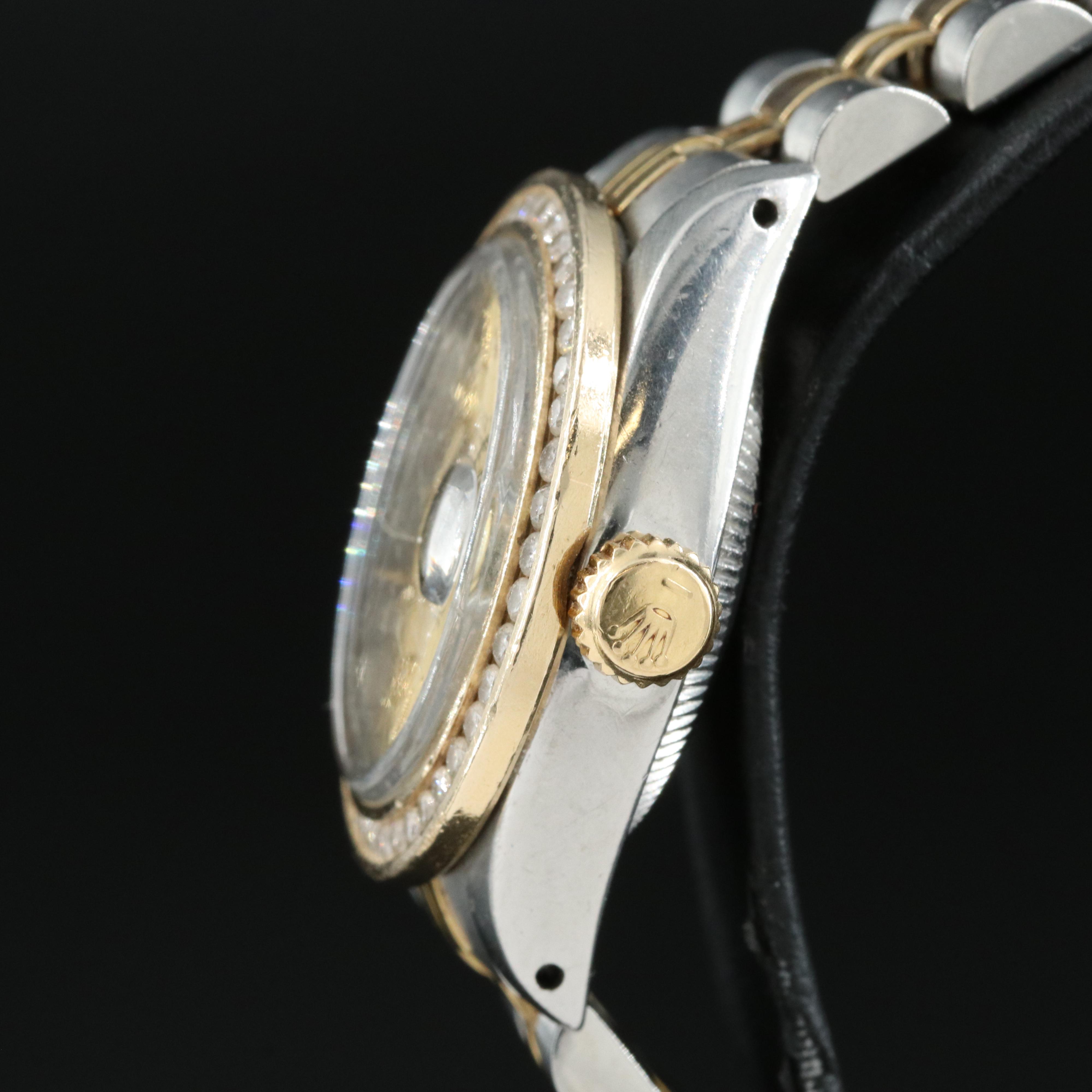 1982 Rolex Custom Diamond Bezel Oyster Perpetual Datejust Watch