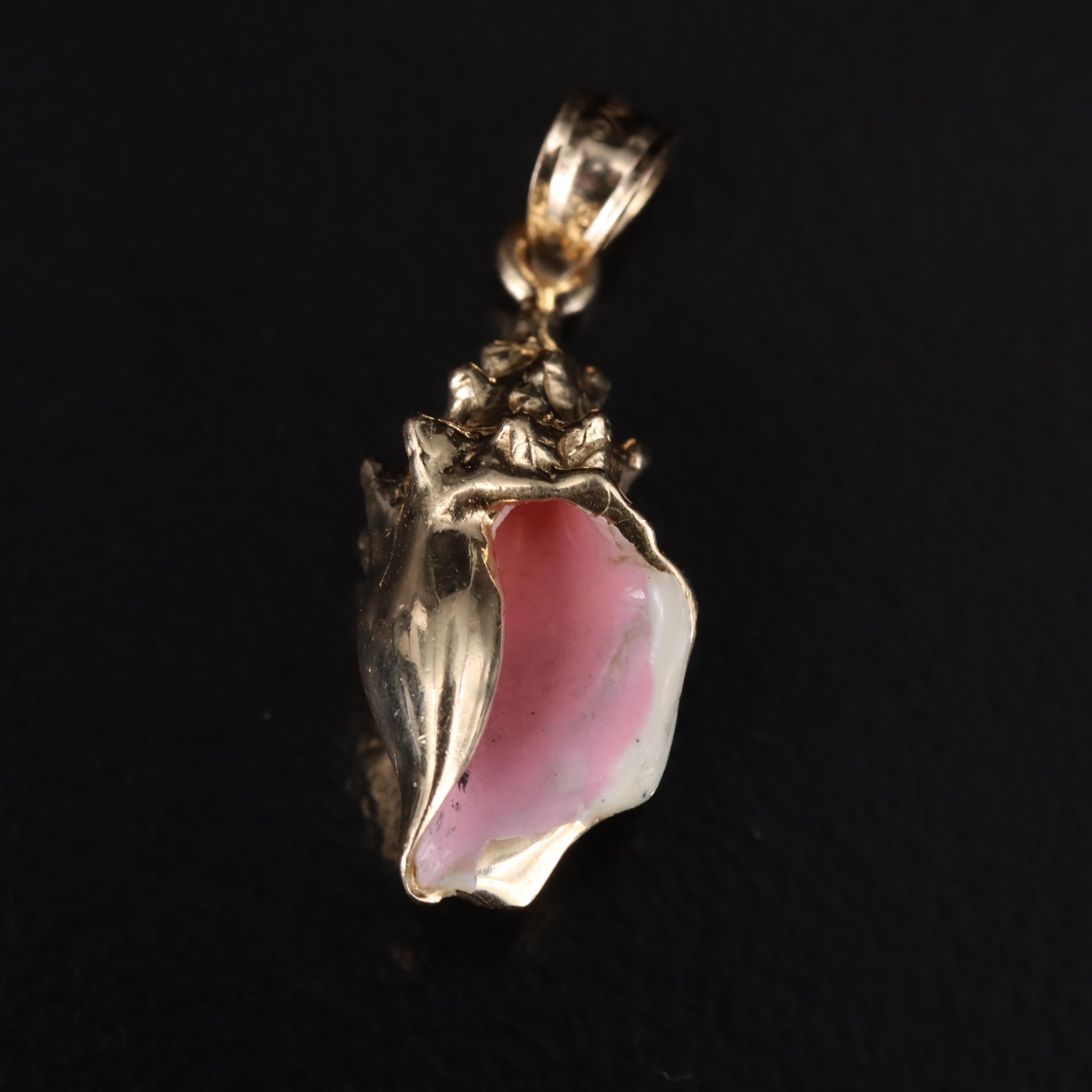 14K Enamel Conch Pendant