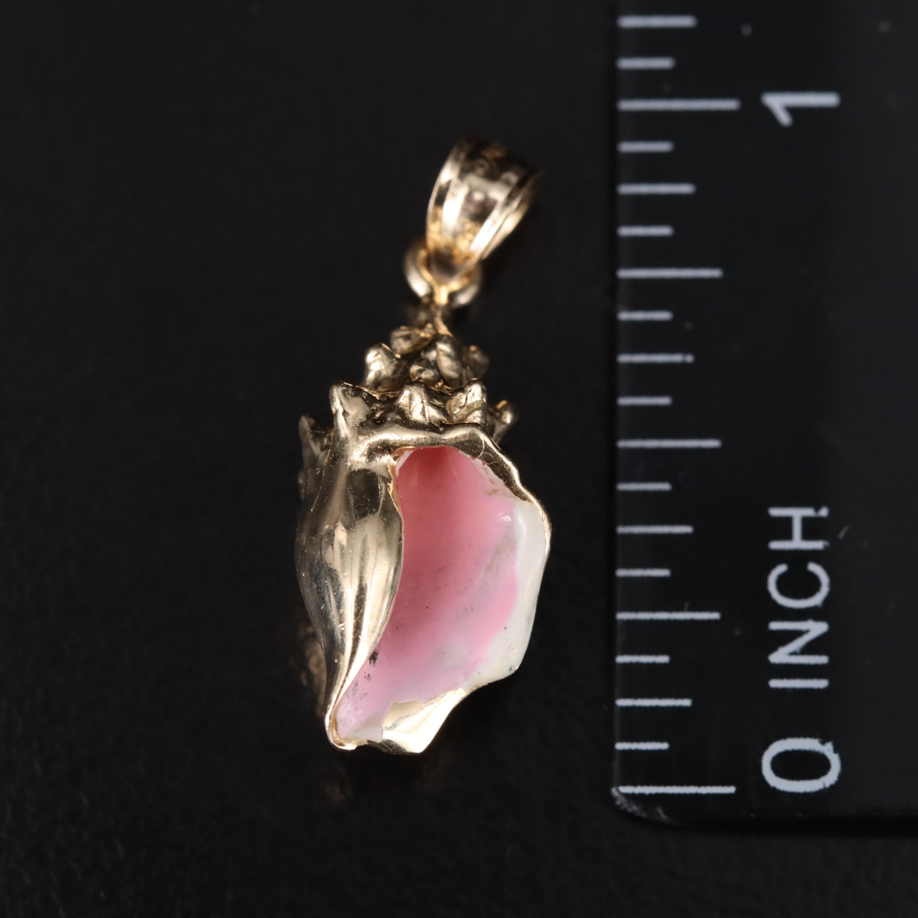 14K Enamel Conch Pendant