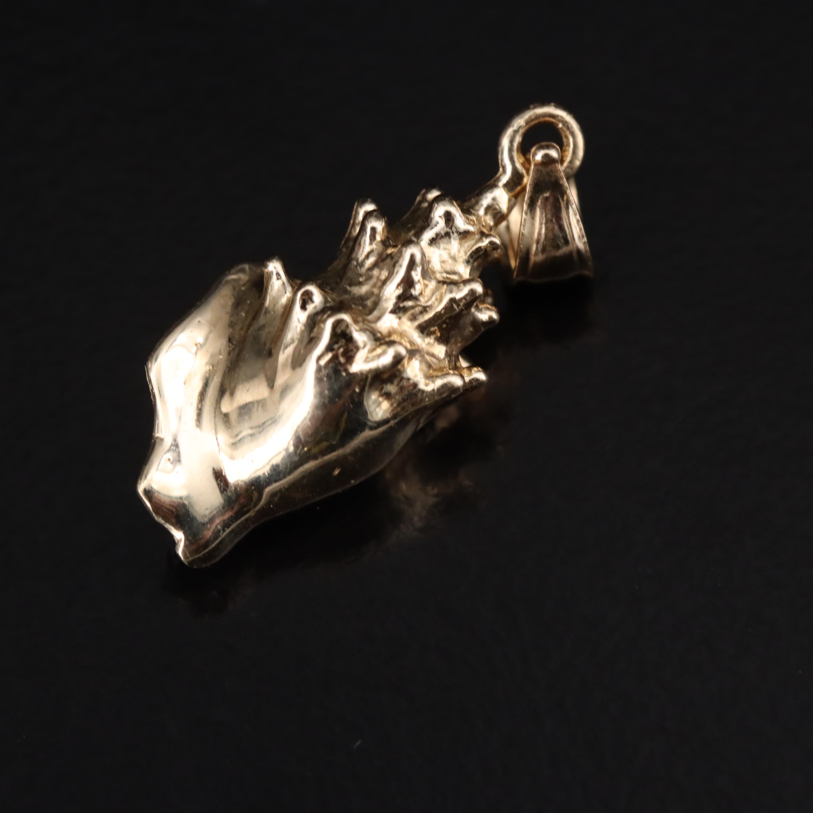 14K Enamel Conch Pendant