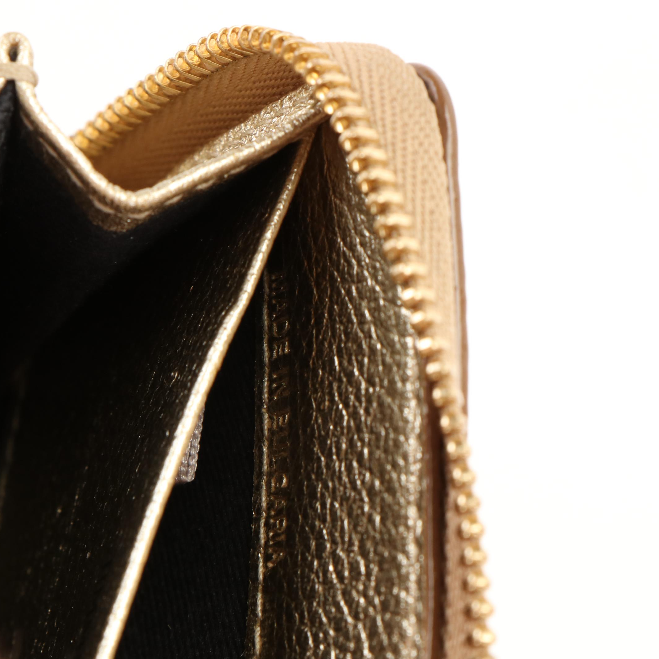 Jimmy Choo Star Studded Compact Wallet in Metallic Gold Leather