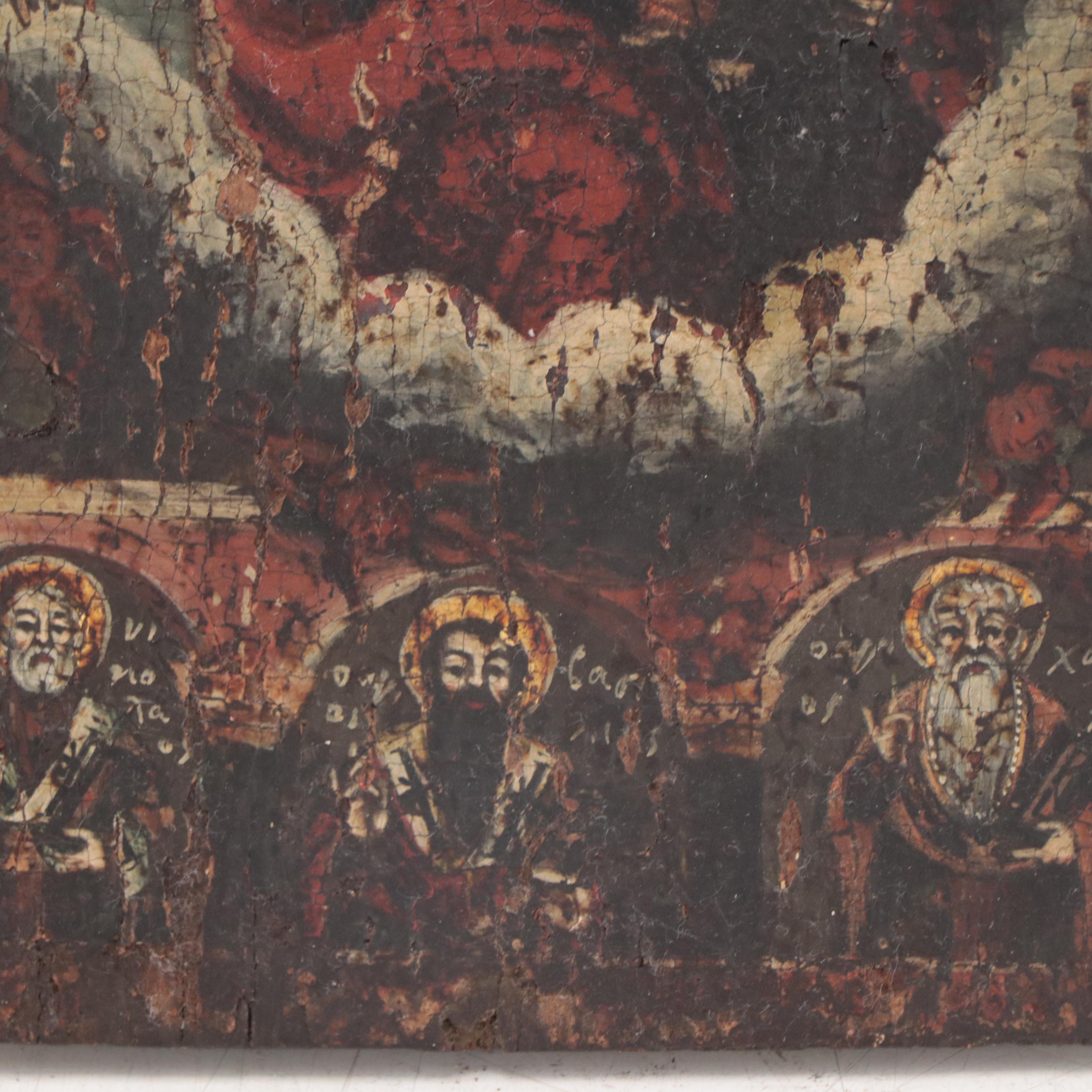 Wood Icon Painting of Religious Figures