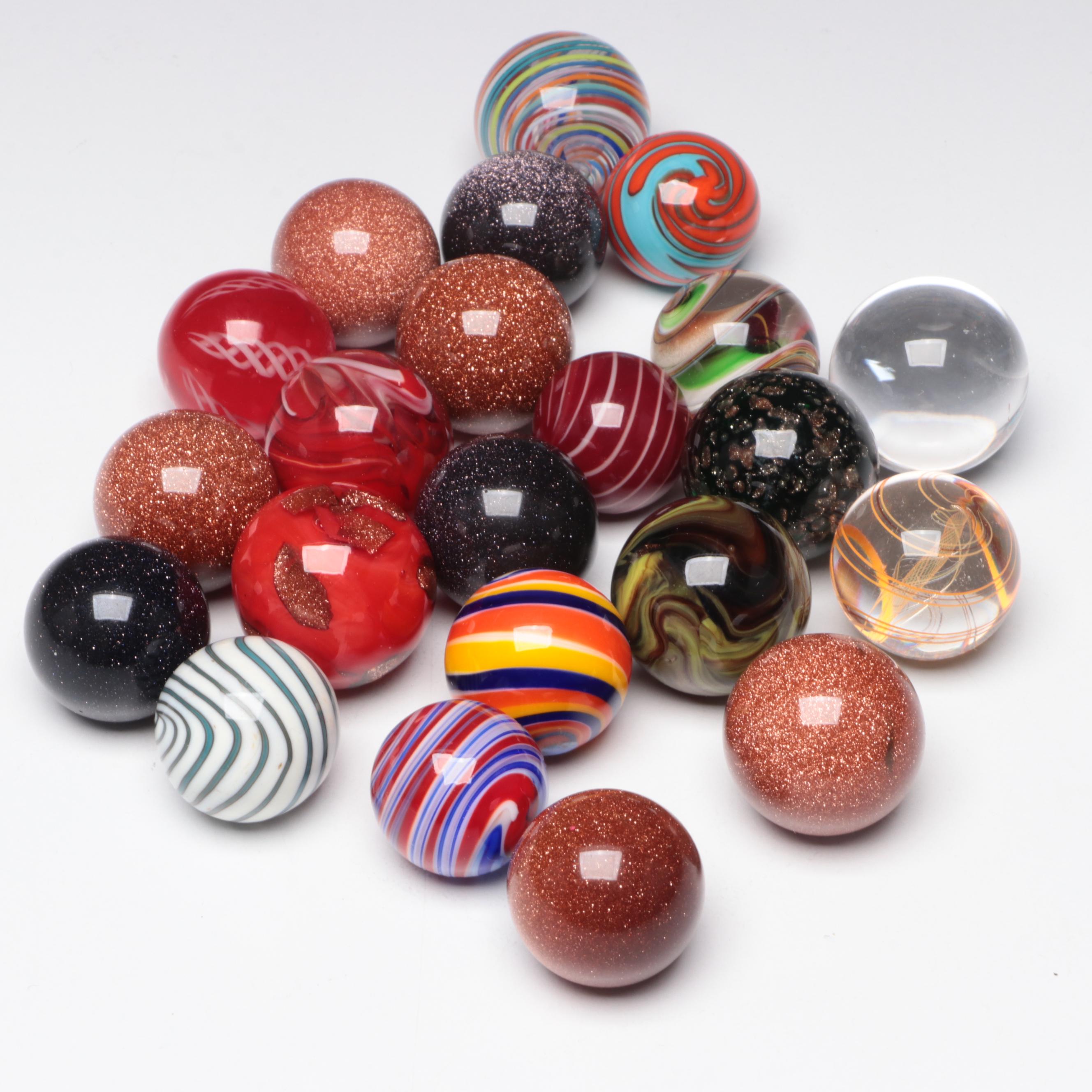 Zanfirico, Filigrana, Aventurine, and More Multicolor Glass Marbles
