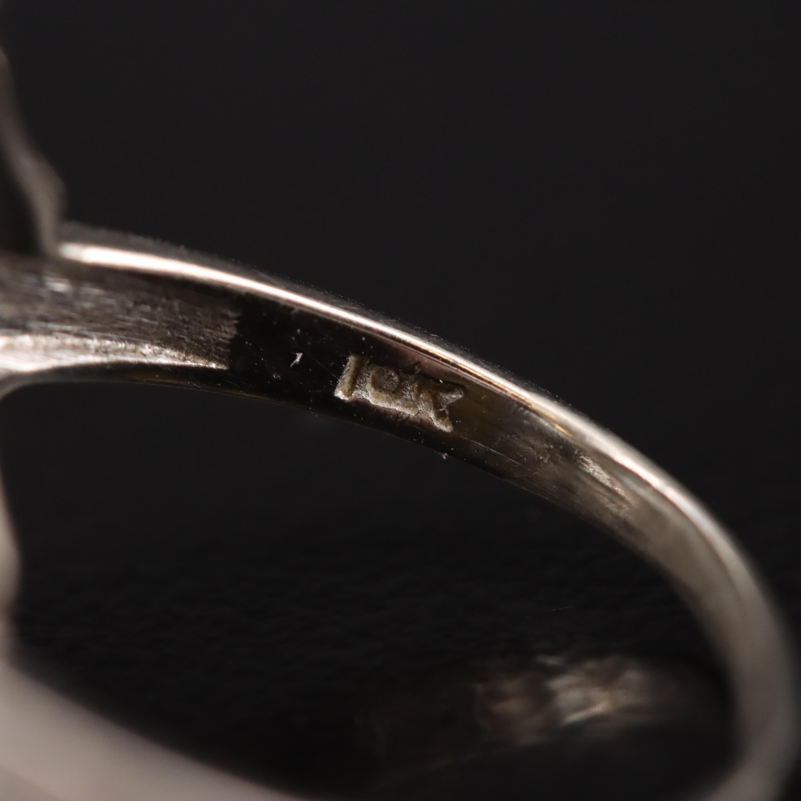 Vintage 10K Black Onyx and Diamond Ring