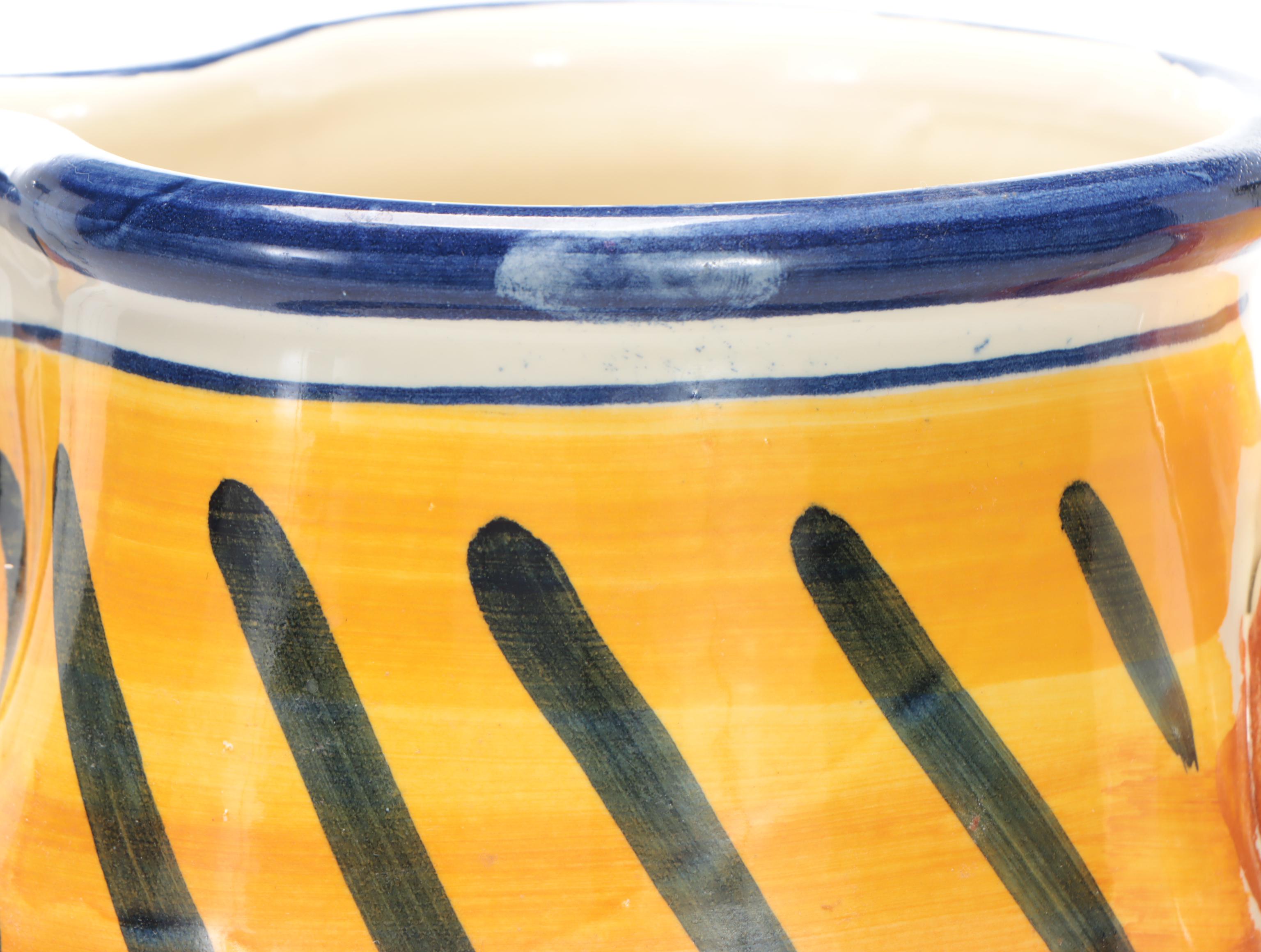 Italian Hand-Painted Ceramic Wine Pitcher