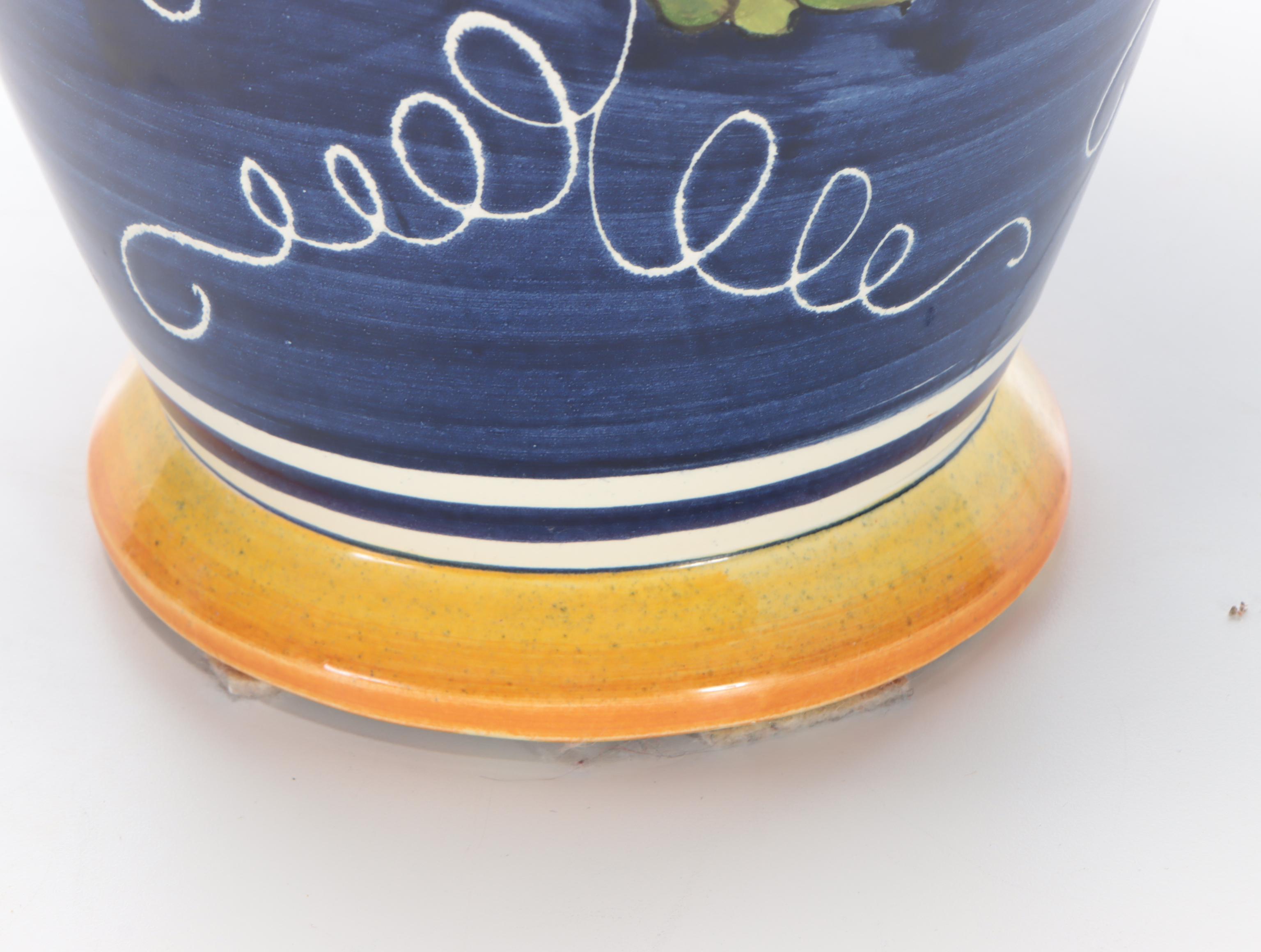 Italian Hand-Painted Ceramic Wine Pitcher