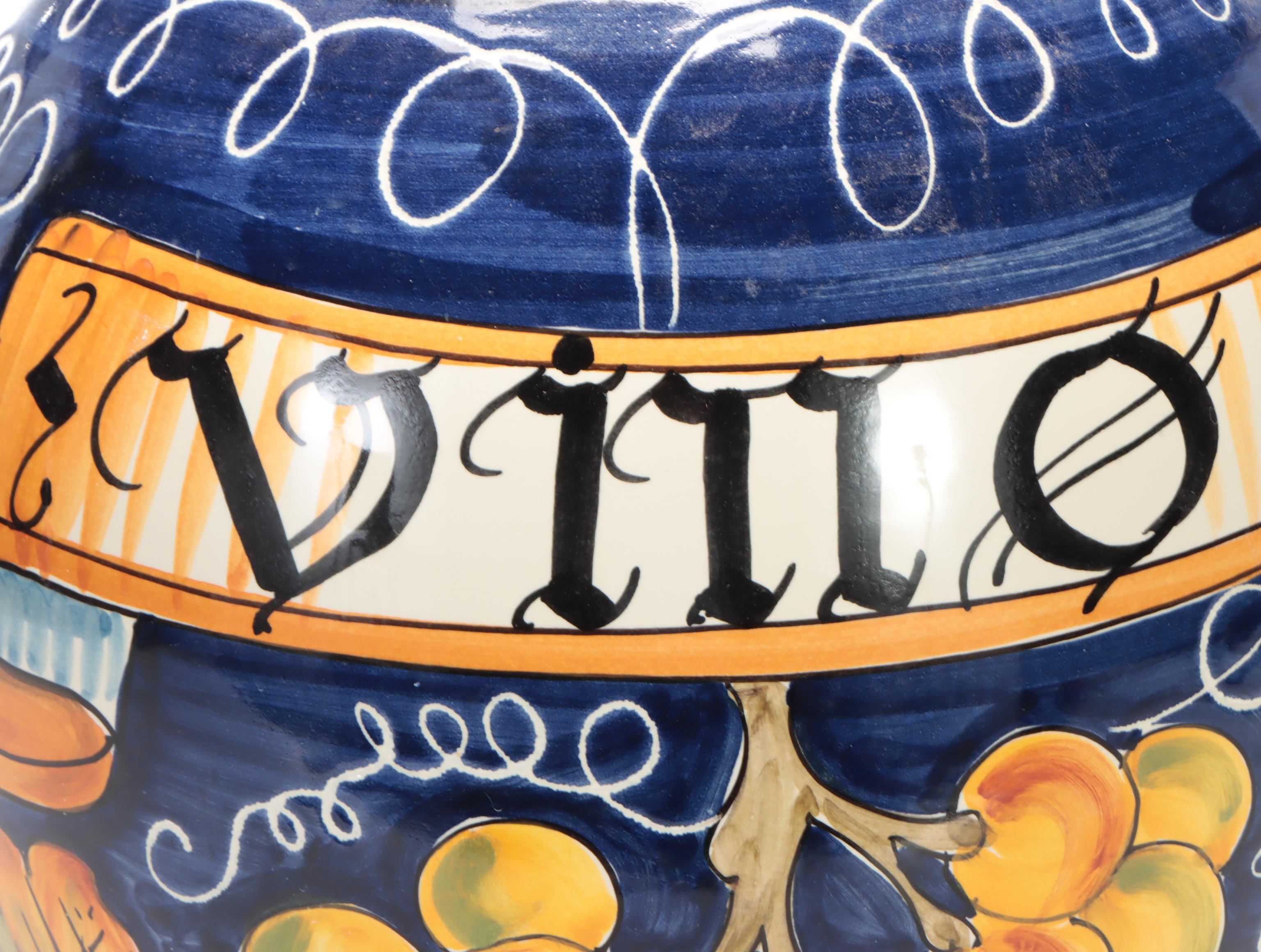 Italian Hand-Painted Ceramic Wine Pitcher