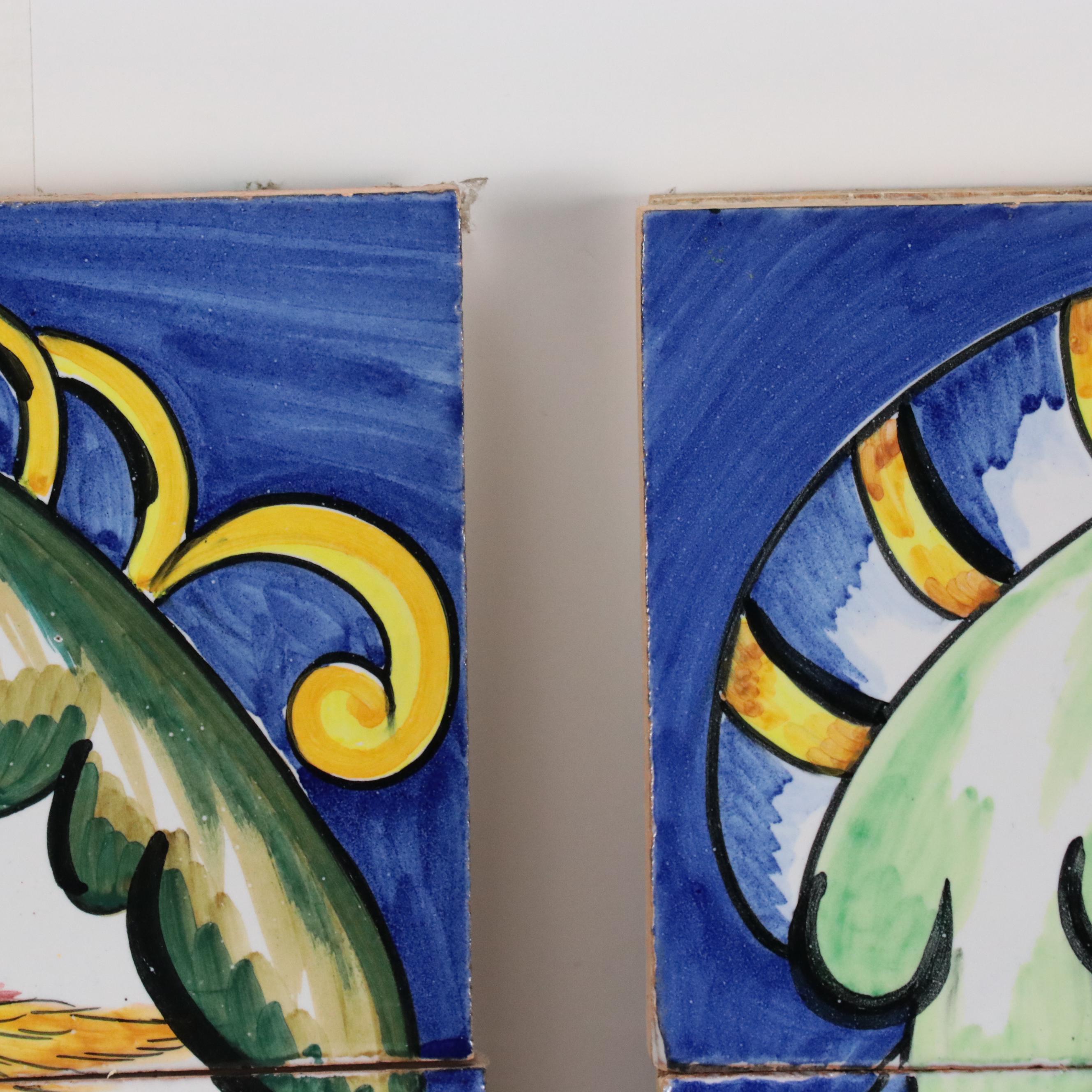 Set of Hand-Painted Ceramic Tiles of the Four Seasons Including "Primavera"