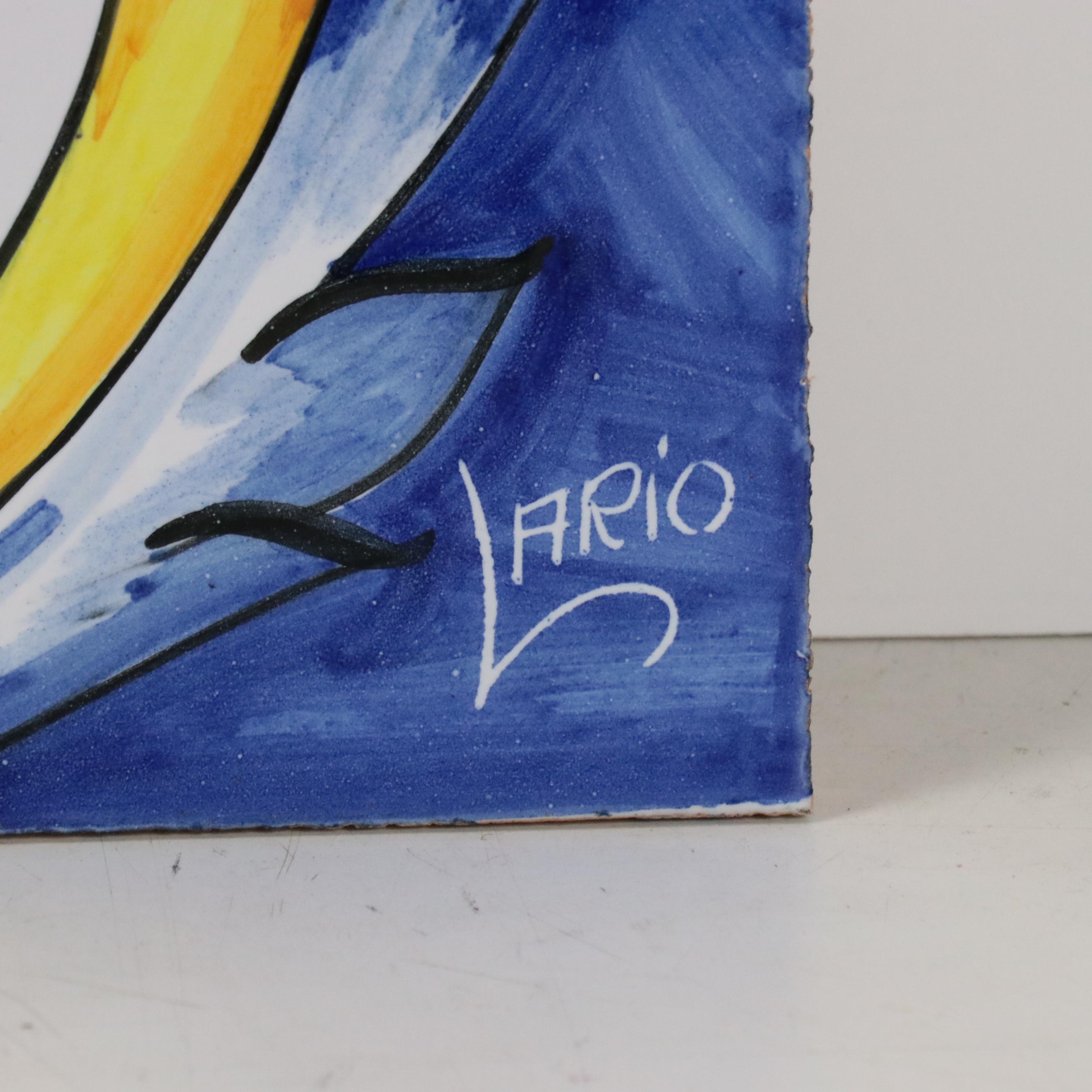 Set of Hand-Painted Ceramic Tiles of the Four Seasons Including "Primavera"