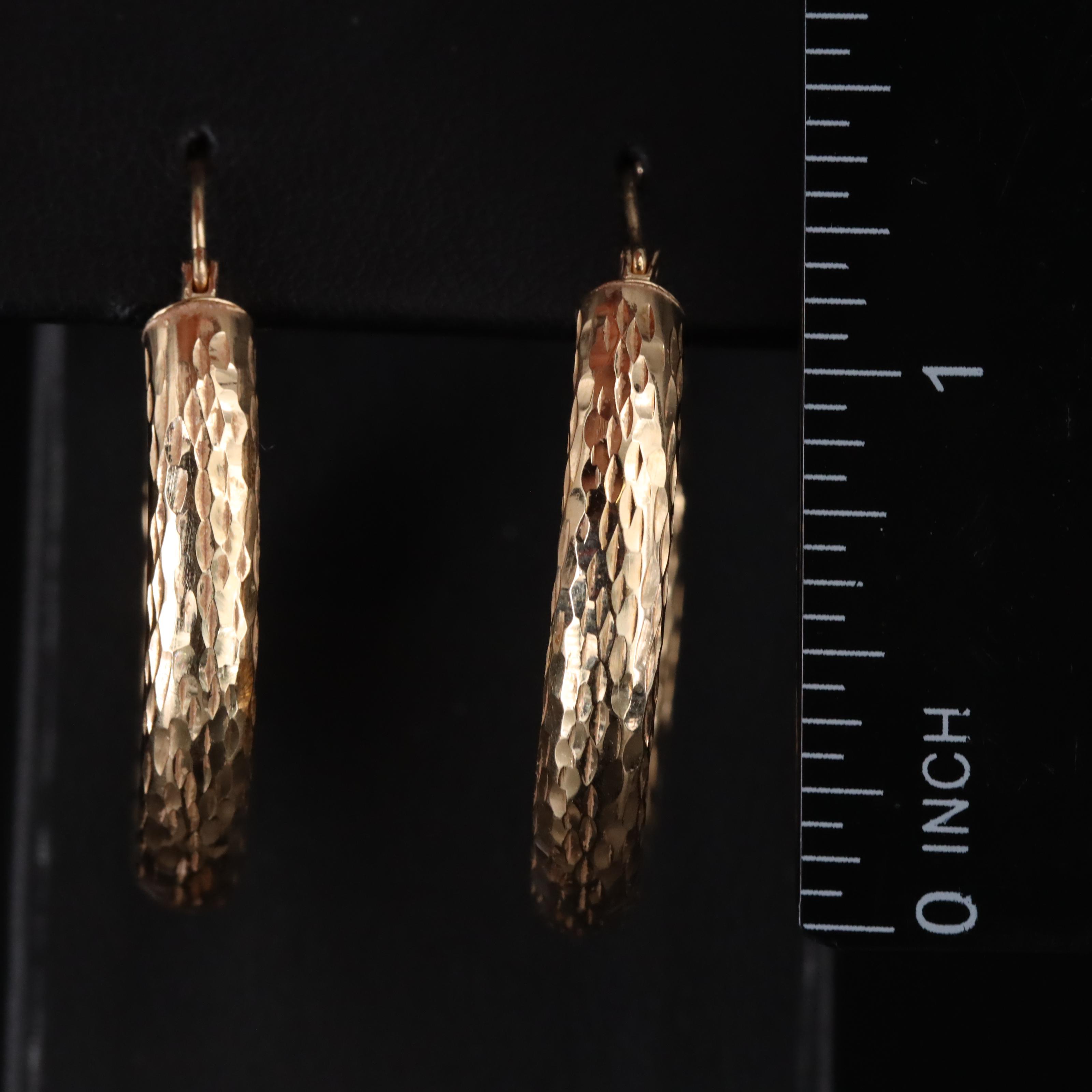14K Textured Hoops