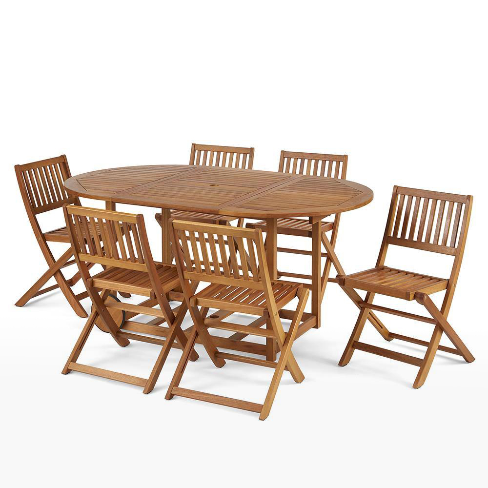 Gateleg Patio Table And Six Stowable Chairs