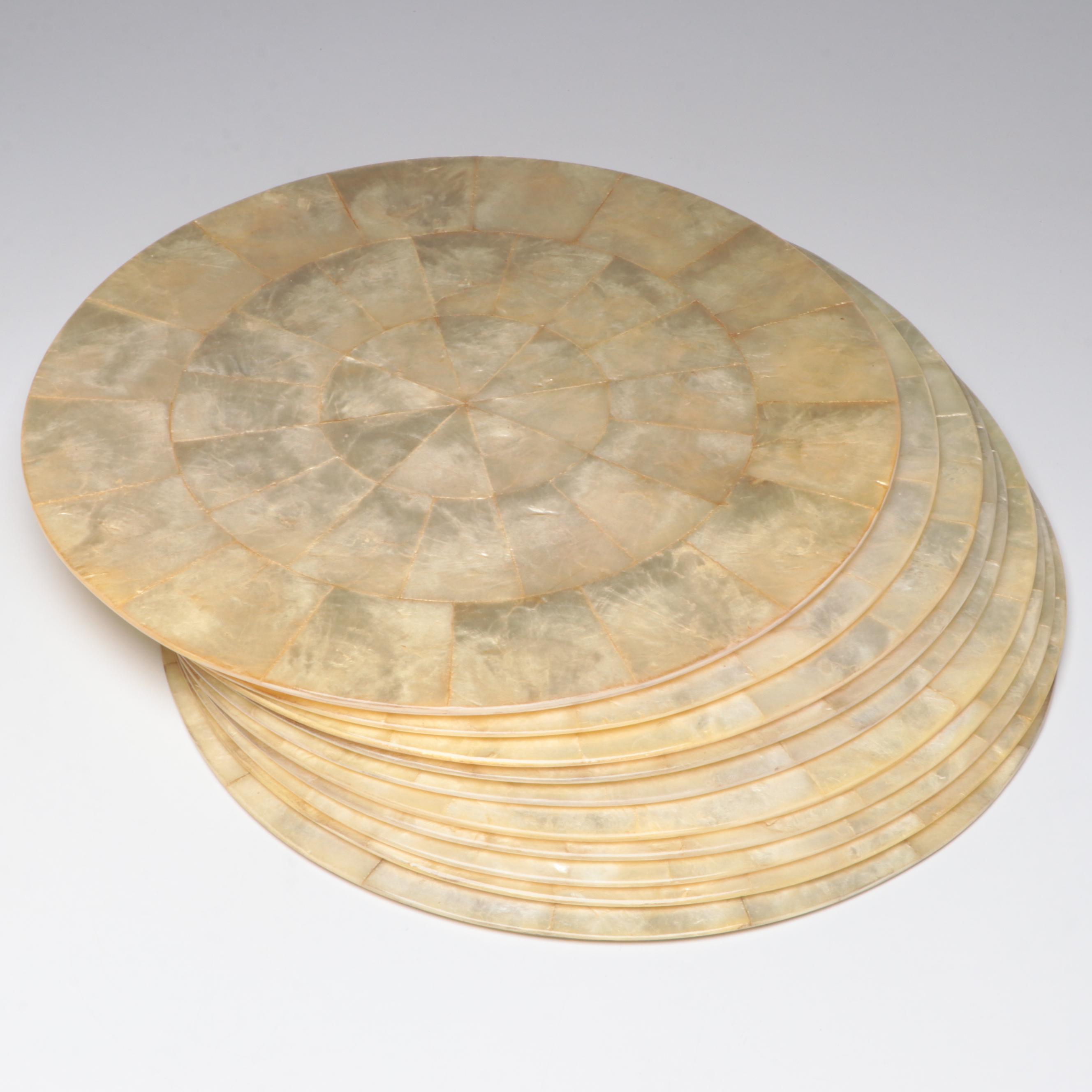 Kim Seybert Capiz Shell Placemats with Tamara Childs Glass Vase EBTH