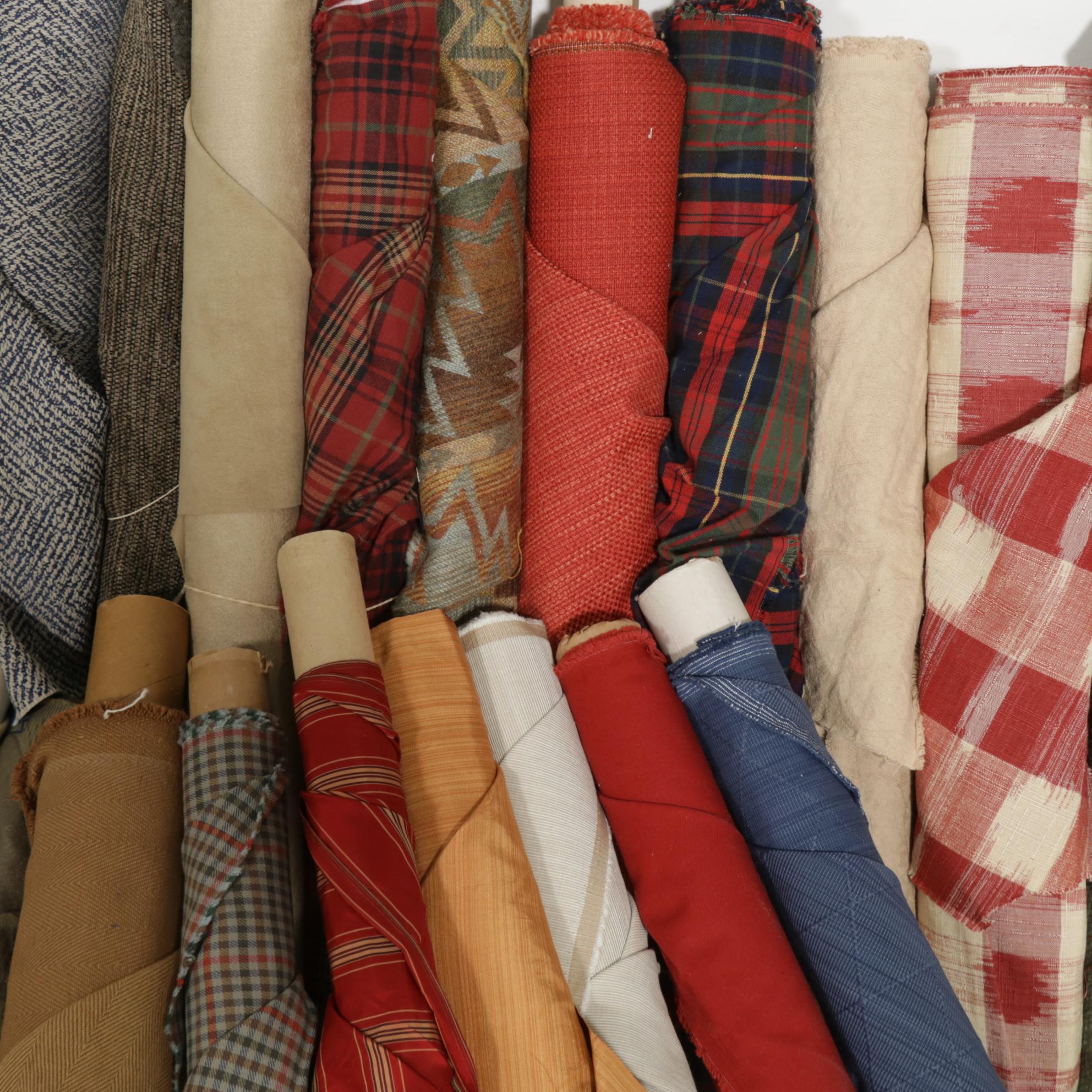 Upholstery and Drapery Fabric Collection, 38 Rolls of Varying Sizes