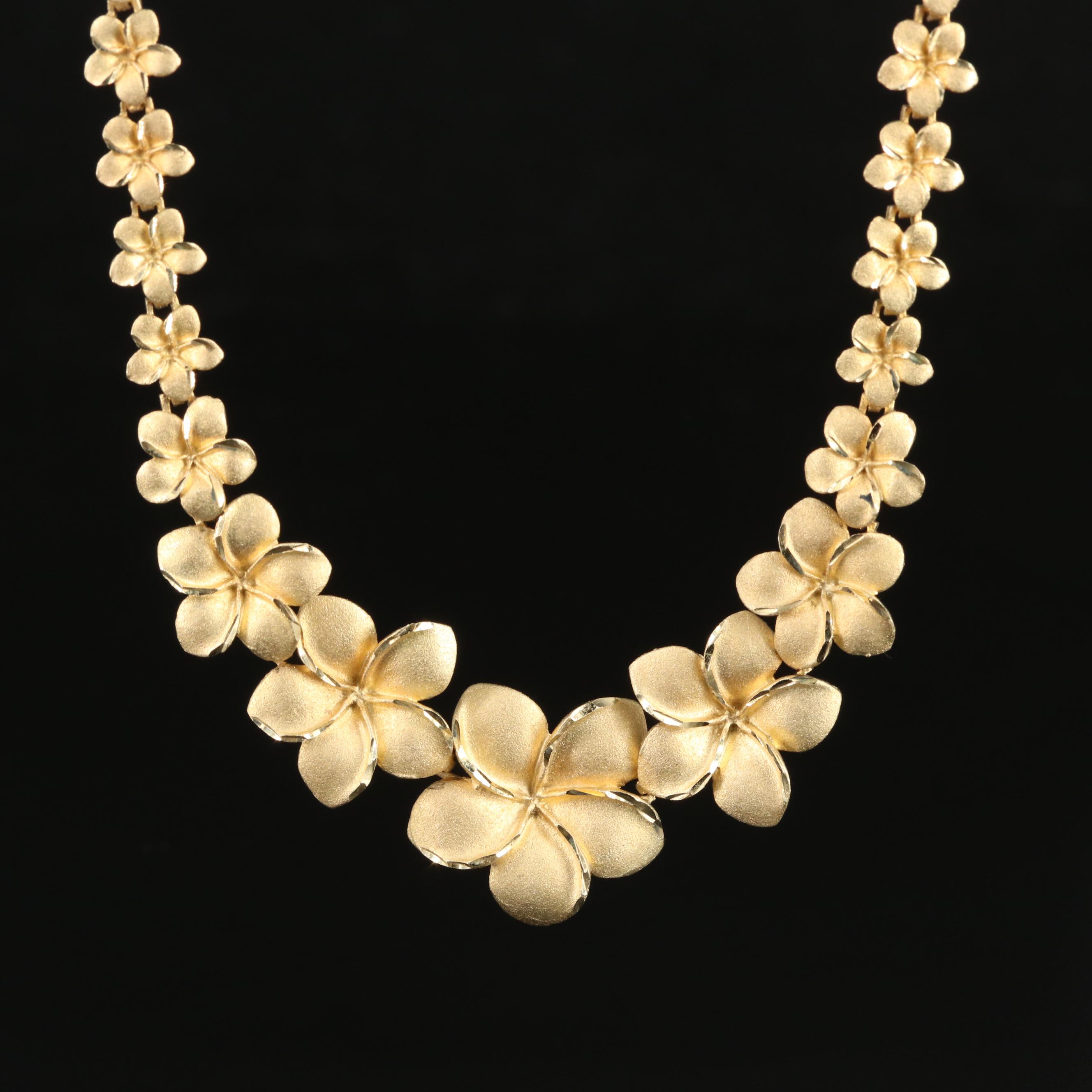 14K Graduated Plumeria Necklace