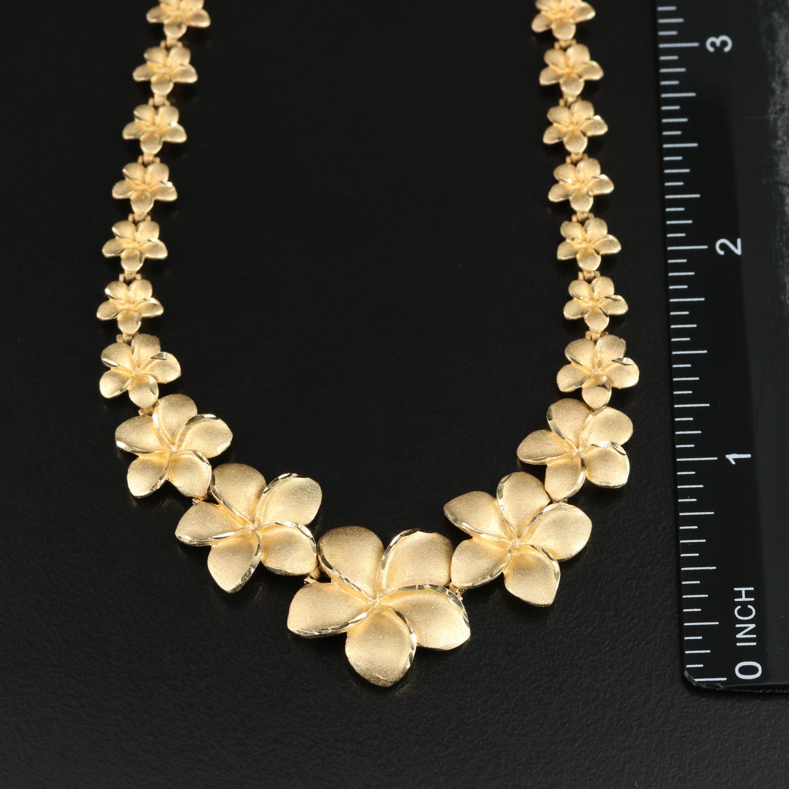 14K Graduated Plumeria Necklace