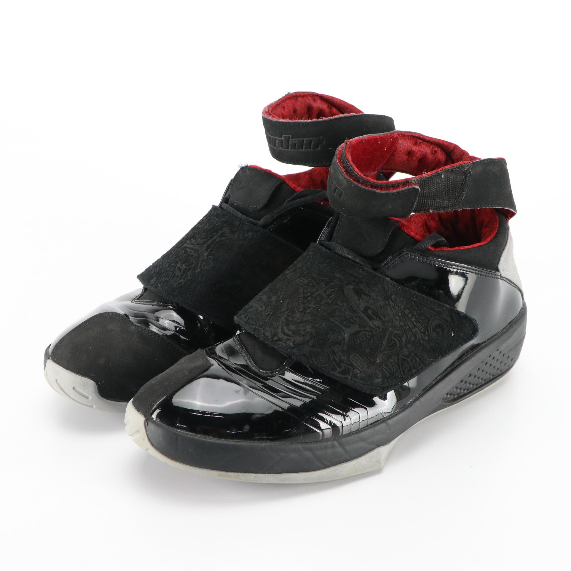 Men's Nike Air Jordan 20 Retro Stealth 2015 Black and Red Sneakers