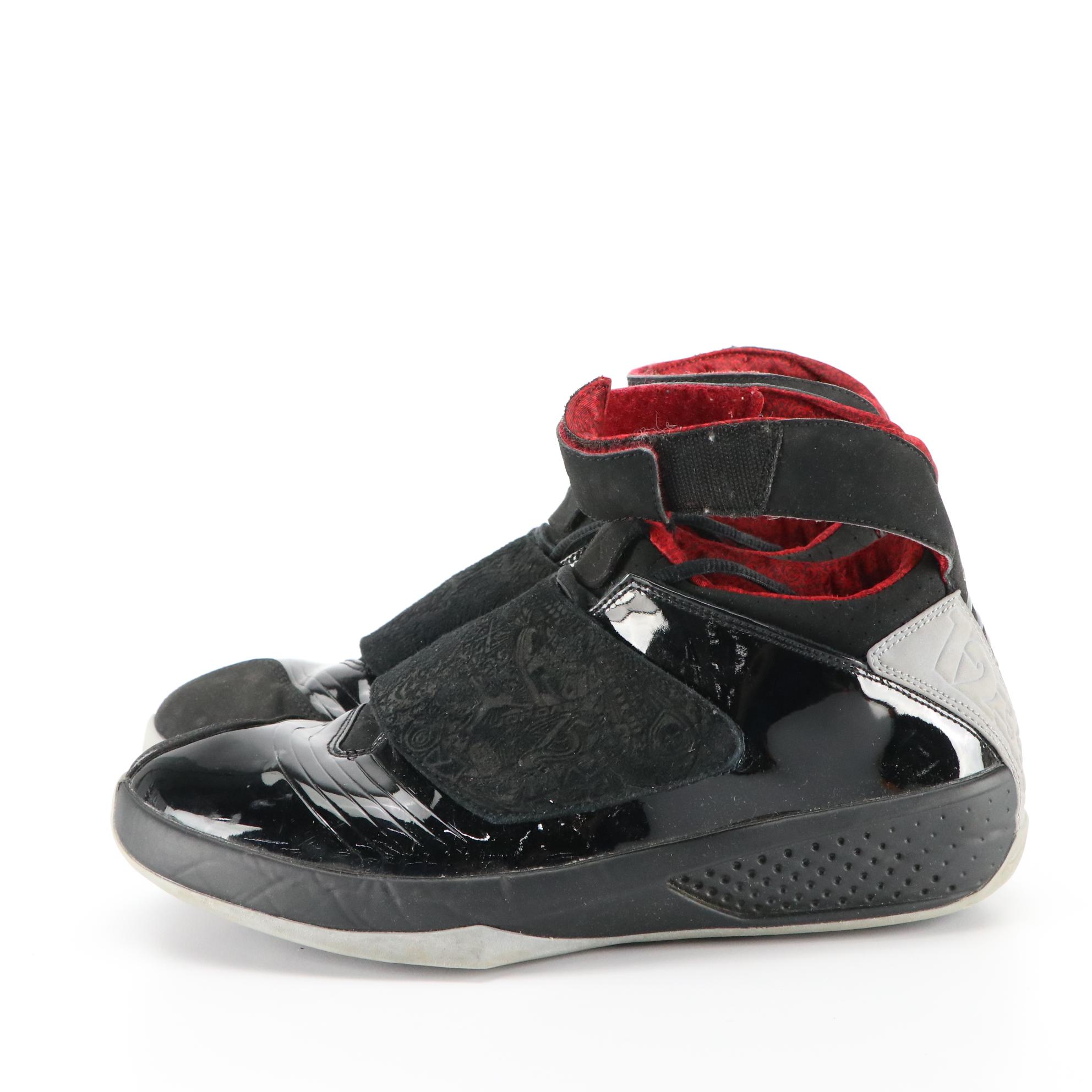 Men's Nike Air Jordan 20 Retro Stealth 2015 Black and Red Sneakers