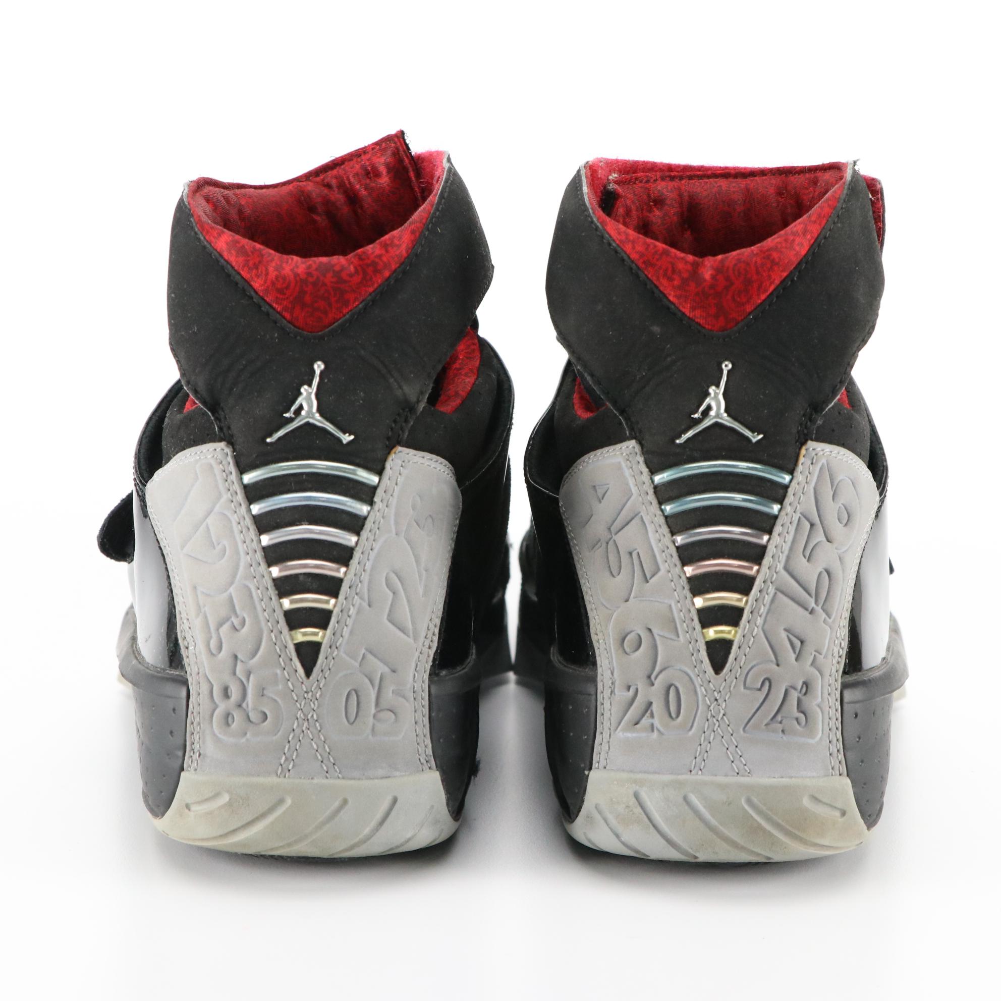 Men's Nike Air Jordan 20 Retro Stealth 2015 Black and Red Sneakers